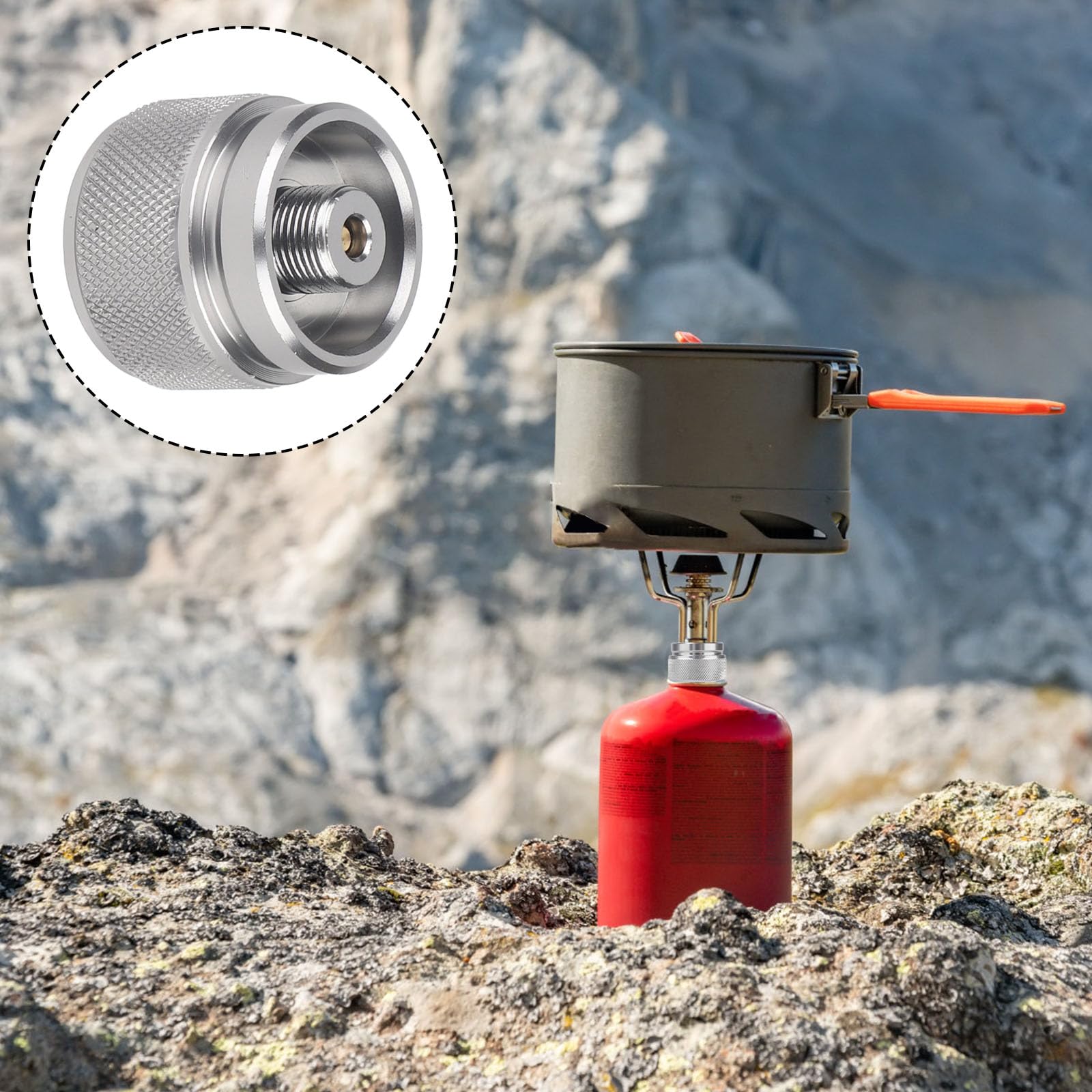 2 Pezzi Adattatore per Fornello da Campeggio, Adattatore Bombole Gas LPG Esterno Convertitore di Gas per Fornello da Zaino Bruciatore Portatile e Stufa (Argento)