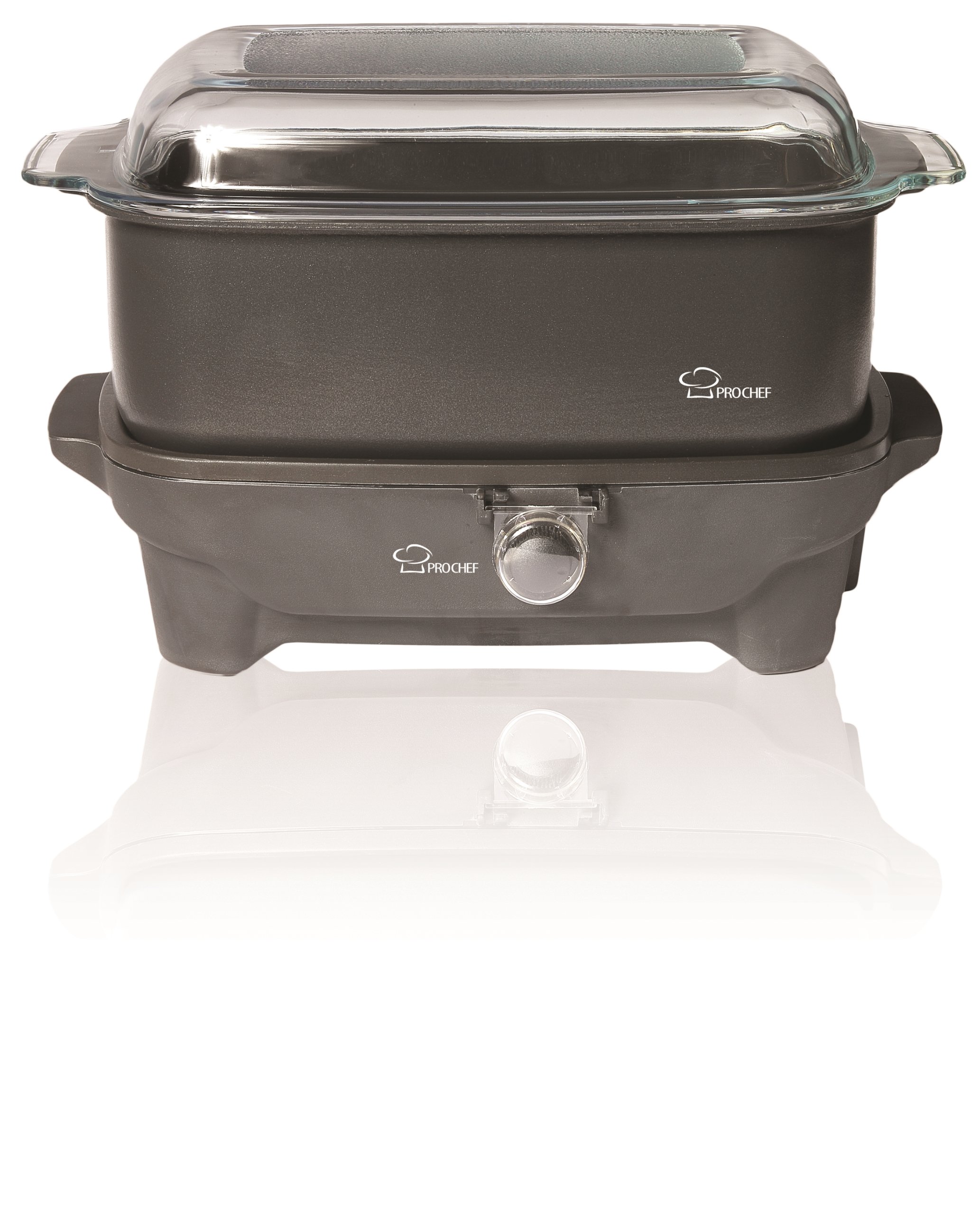 Pro Chef PCS600 6-Quart Oblong-Shaped Slow Cooker with Deep Dish Glass Cover, with Shabbos Sure Knob Cover and Blech