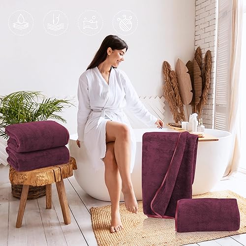 Vista 184 de TENSTARS - Toallas de mano para baño con dobladillo de seda, secado rápido, toalla absorbente de microfibra ultrasuave para baño, fitness, gimnasio