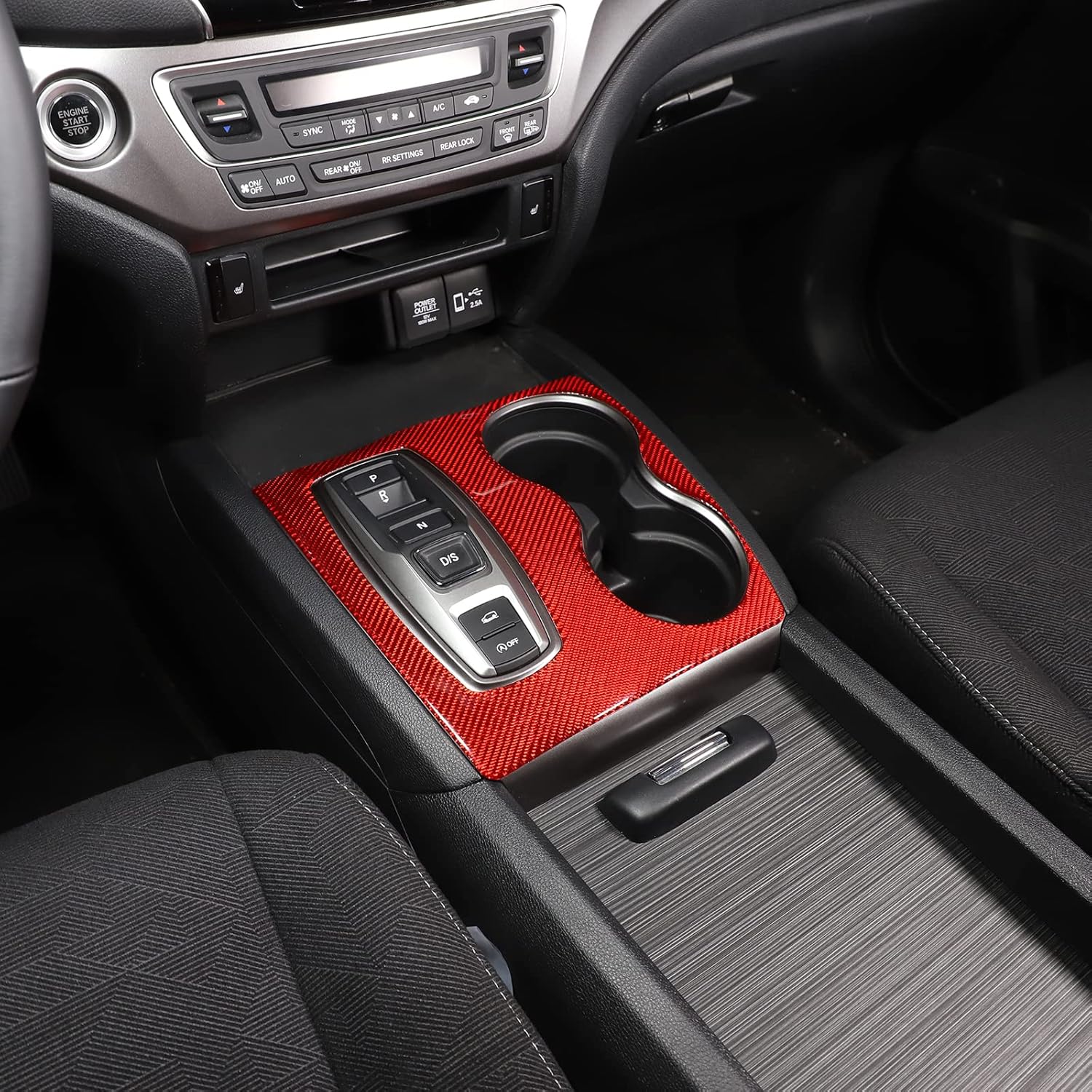 Gear Shift Panel Trim Cover for Honda Pilot 2016-2022/Ridgeline 2017-2023/Passport 2019-2023, Gear Shift Anti-Scratch Panel Protector Frame Cover, Carbon Fiber (Center Shifter Panel Frame)