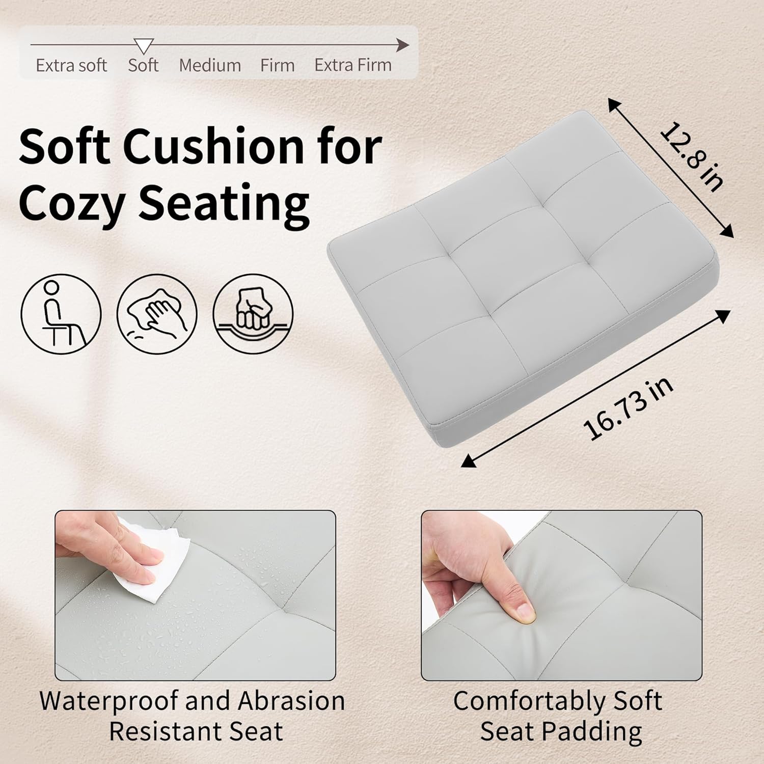 Saddle Stool with Wheels, Swivel Rolling Stools for Vanity, Adjustable Height Tattoo Stool 17"-21" (Gray)