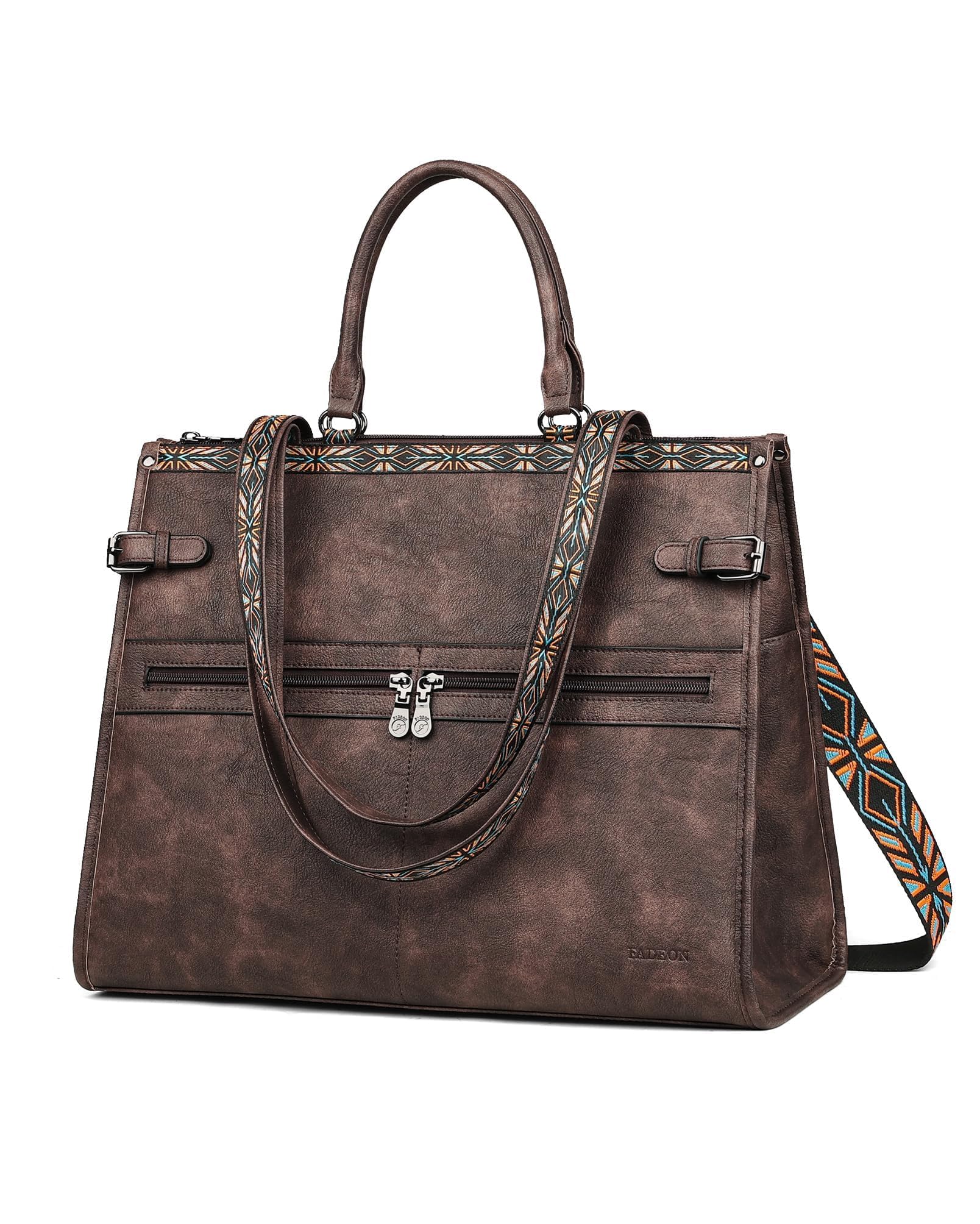 FADEON Laptop Bag for Women Designer PU Leather Large Tote Bags Packpack Purses with 15.6 Laptop Compartment Shoulder Handbag