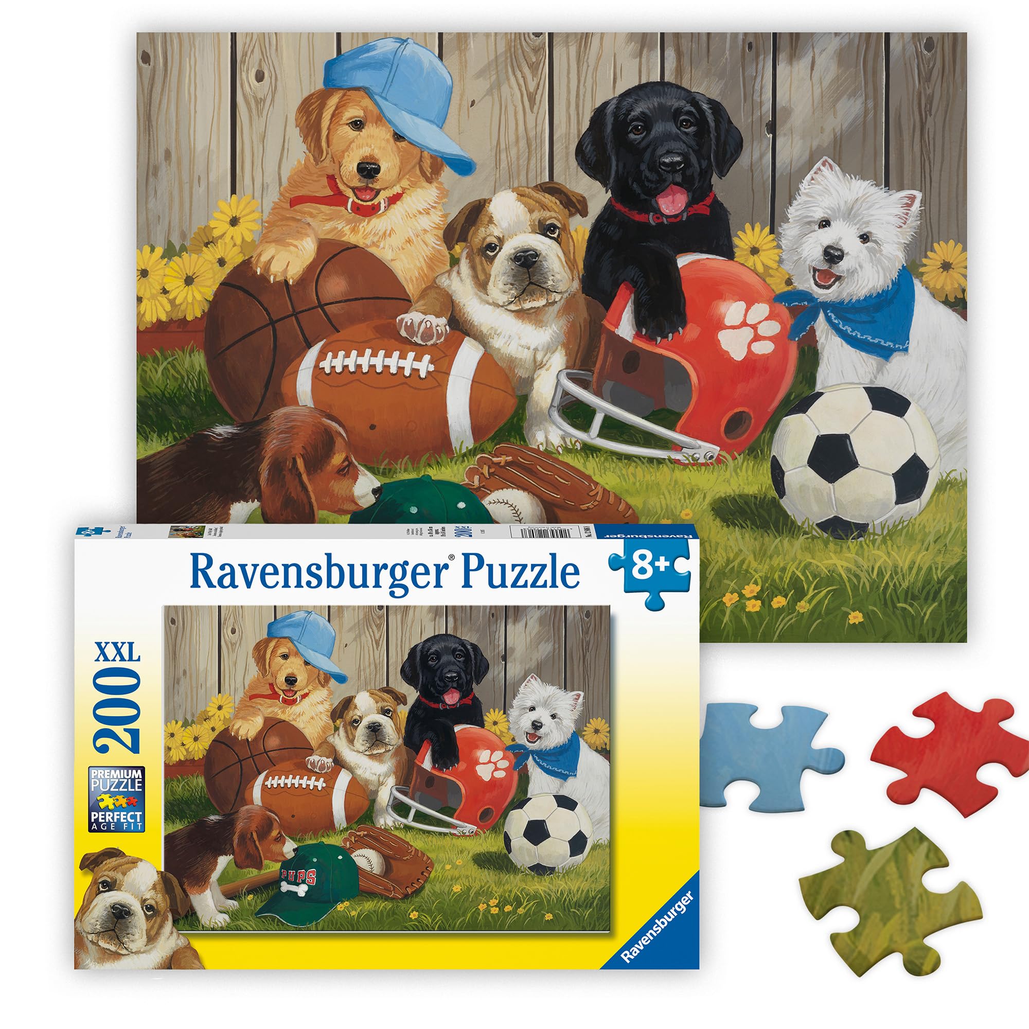 RavensburgerLet's Play Ball - 200 Piece Jigsaw Puzzle - Exciting, Colorful Imagery of Childhood Favorites - Ball Sports and Dogs - Premium Quality - Ideal Gift - Screen-Free Fun - Children Ages 8+The Forest Stewardship Council