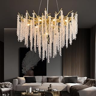 AHXIAOZN Modern Kronleuchter Kristall Leuchte,Luxus Kristall Pendelleuchte,Dimmbar Rund Kristall Hängeleuchte,für Esszimmer, Küche, Wohnzimmer, Schlafzimmer, Flur, Café,Bar(Gold,80cm)
