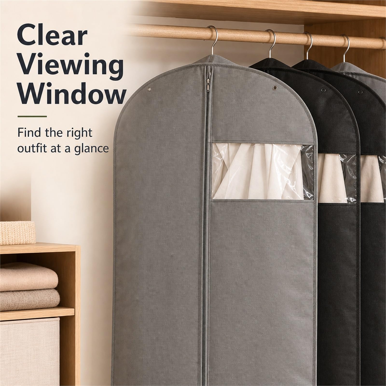 Sacos Guardarropa,Impermeable Fundas Ropa,para Colgar Prueba Polvo Bolsas Ropa,Ligero.Resistente a la Humedad,para Trajes,Vestidos,Abrigos,Chaquetas,Camisas,suéteres y gabardinas