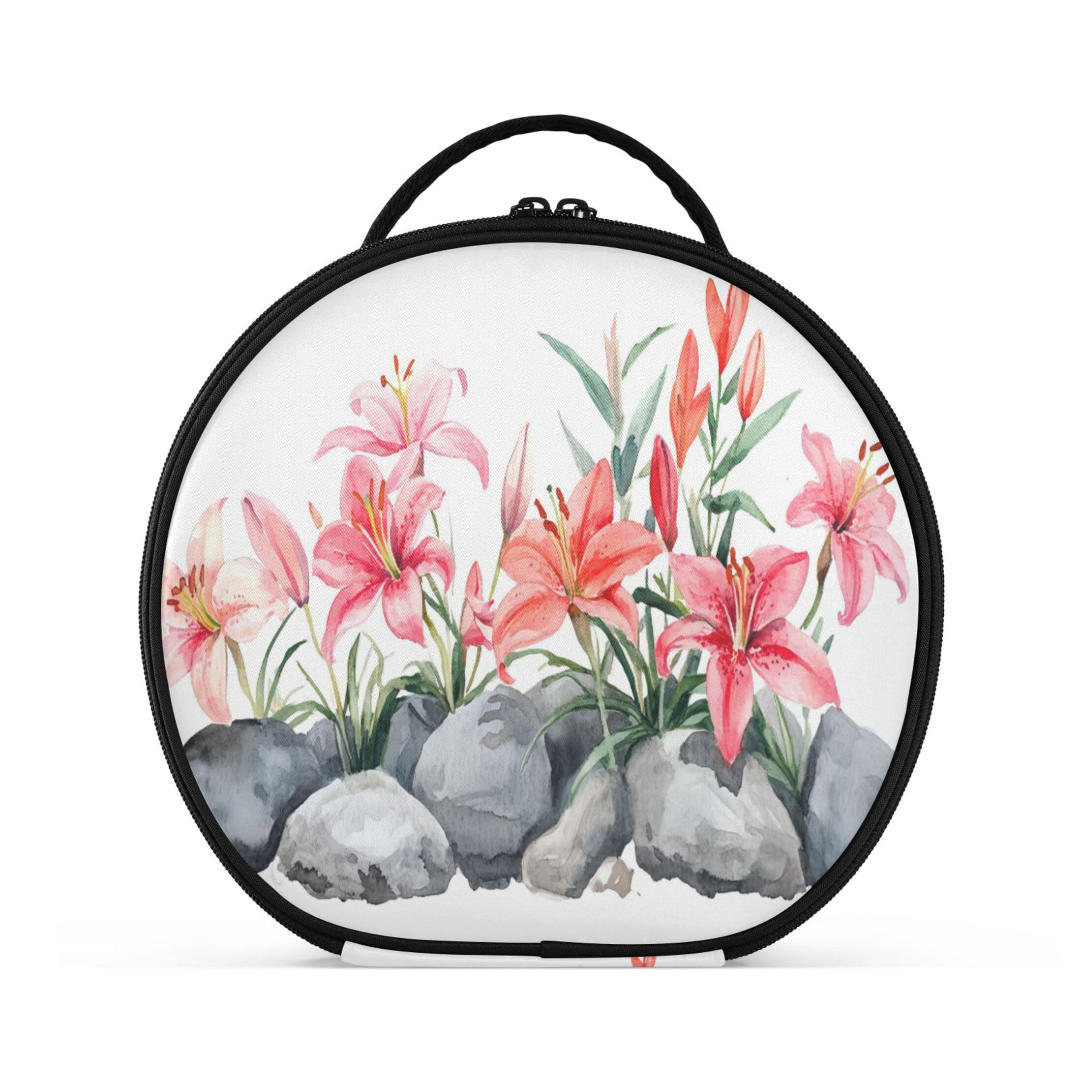 Takiito Lilies Growing in Rocks Travel Makeup Case Portable Makeup Box Artist Cosmetic Case Organizer With Adjustable Dividers