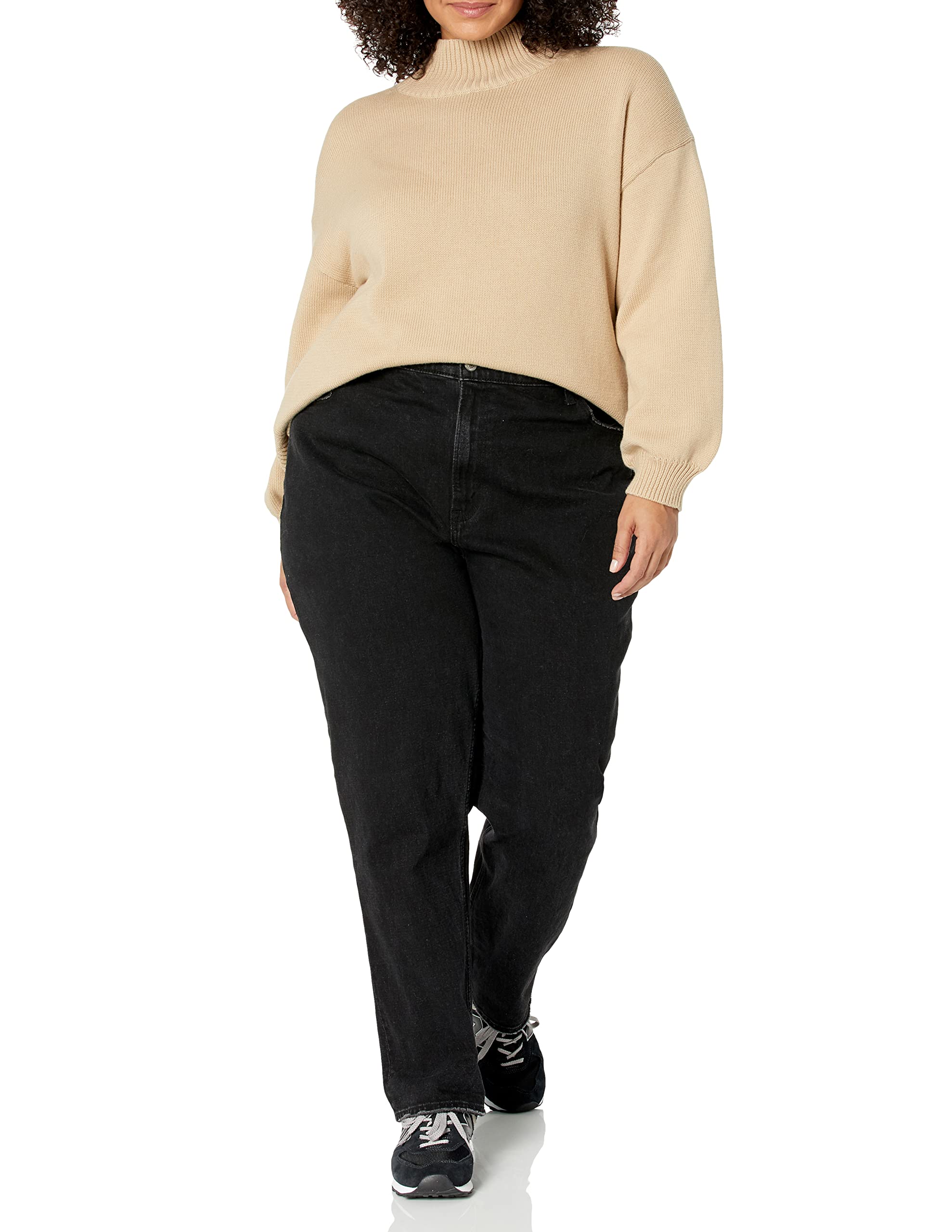 Amazon Essentials Femme Pulls en Coton, Col Cheminée, Disponibles en Grandes Tailles