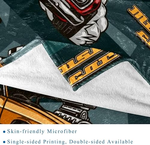 Miniatura 2 de Muscle Cars Racing Checkered Flags Prints Soft Cozy Throw Blanket for Adult and Kids, Lightweight Microfiber Fleece Blanket for Couch Bed Sofa