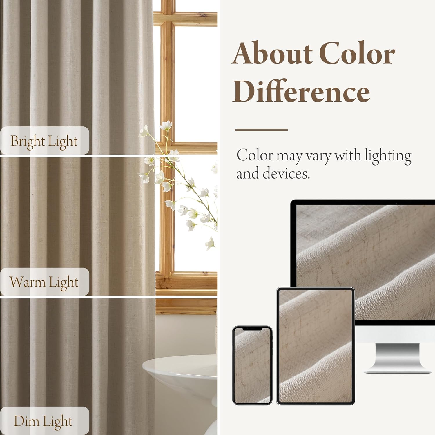 RYB HOME 100% Blackout Pinch Pleated Linen Curtains for Bedroom, 2 Layers Thermal Insulated Natural Neutral Decor for Farmhouse Living Room, Taupe, 40" W x L84 L, 2 Panels Set