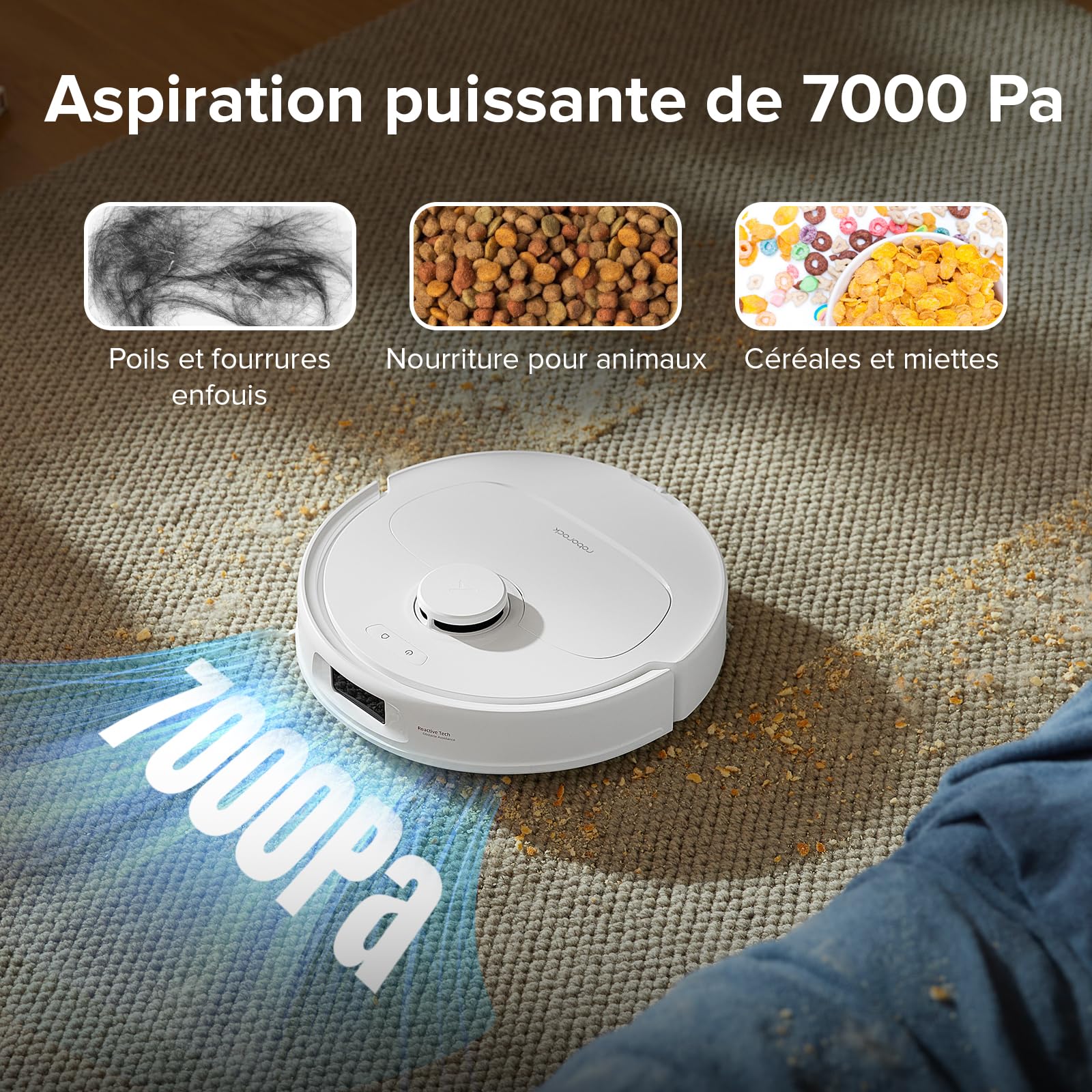 Roborock Qrevo S Aspirateur Robot Laveur, 7000Pa HyperForce, Double Serpillière Rotative 200 TR/Min, Relevable 10mm, Station Multifonctionnelle, 3D Cartographie, Reactive Tech (Reconditionné)