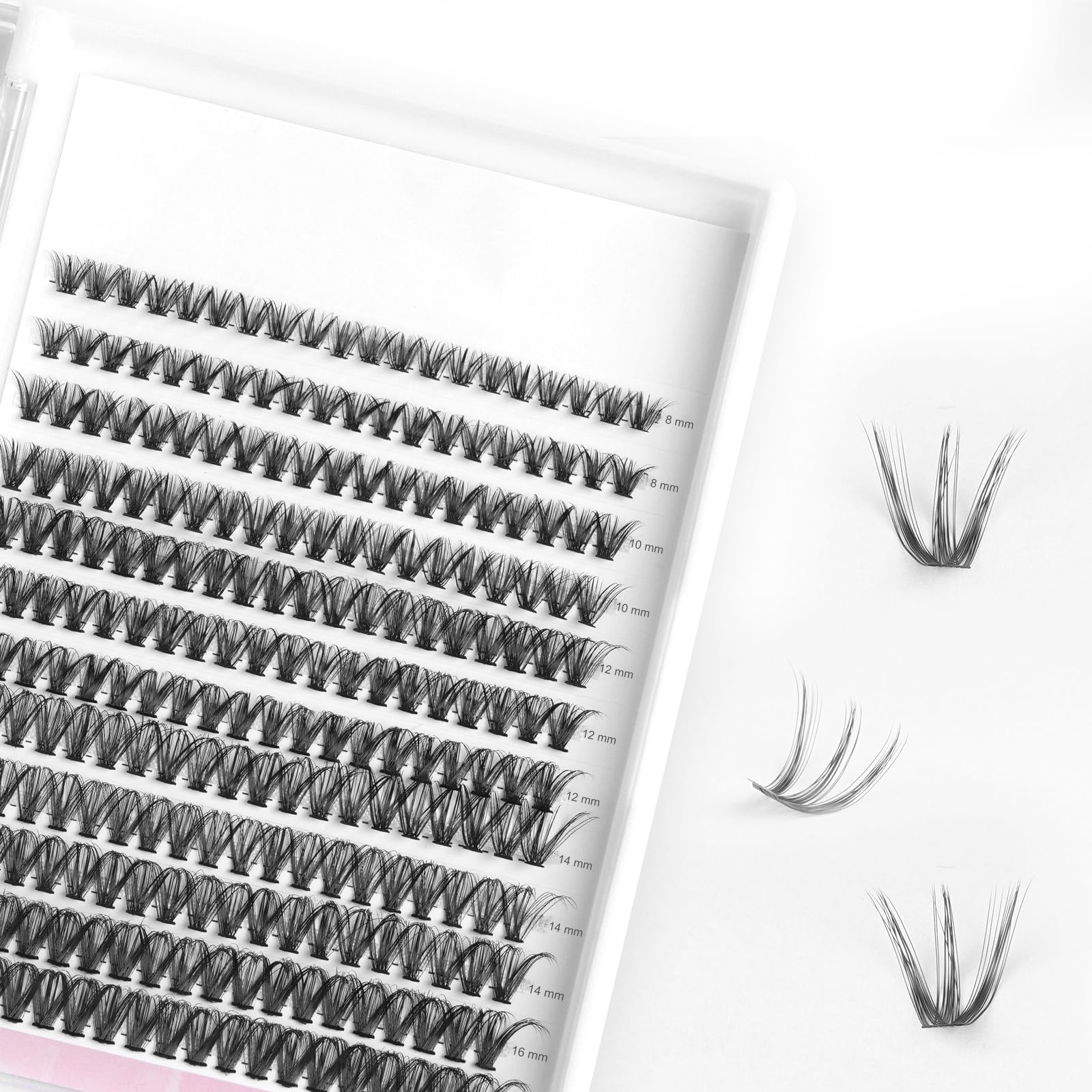 LOPHE Pestañas Pelo a Pelo, 240 Cluster Pestañas Postizas Individuales Mixed 8-16mm-D Curl Suave y Cómodo, Pestañas Postizas Pelo a Pelo, Pestañas Postizas Naturales para DIY Extensiones de Pestañas
