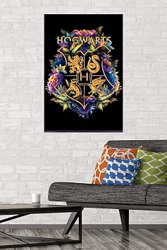 Trends International The Wizarding World: Harry Potter - Floral House Crests Wall Poster, 22.375 x 34, Unframed Version