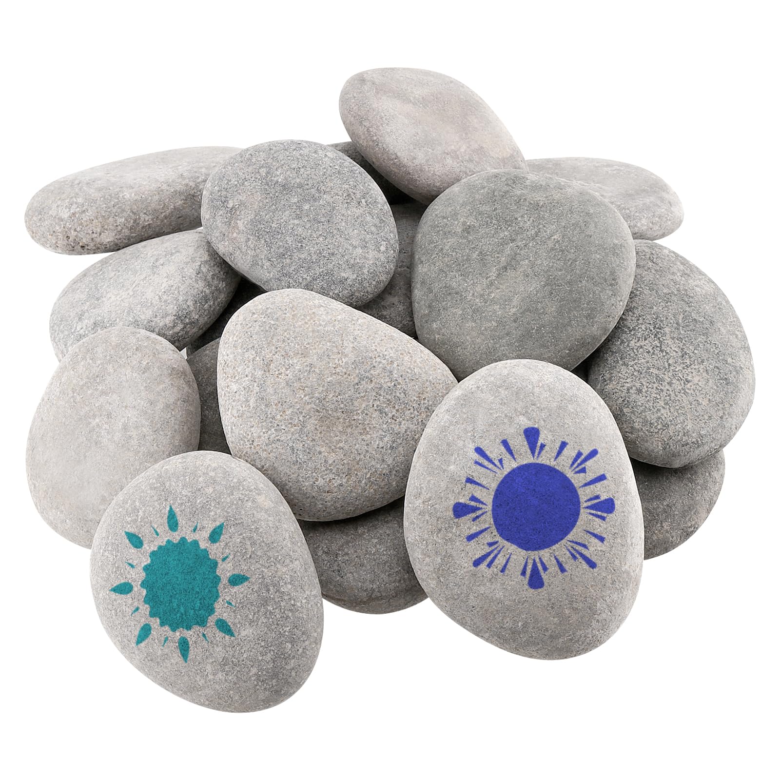 JEUIHAU 30 PCS Flat River Rocks, 5-8 cm Beach Pebbles for Painting Natural Smooth Rock Painting Stones for Art &Craft Painting, Garden Decoration