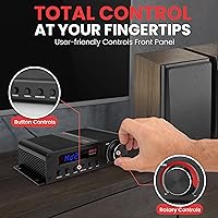Vista 5 de Pyle Amplificador de audio de 5 canales de 100 W - Receptor estéreo inalámbrico Bluetooth de potencia de cine en casa con sonido envolvente
