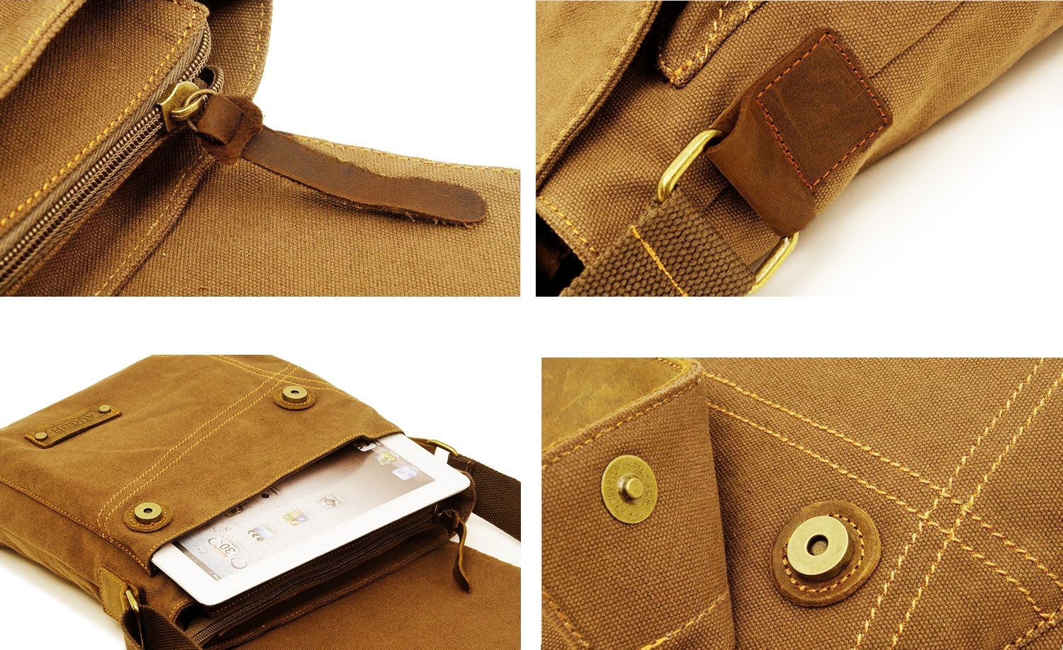 Messenger Bag, Vintage Small Canvas Shoulder Bag Crossbody Purse - Image 2