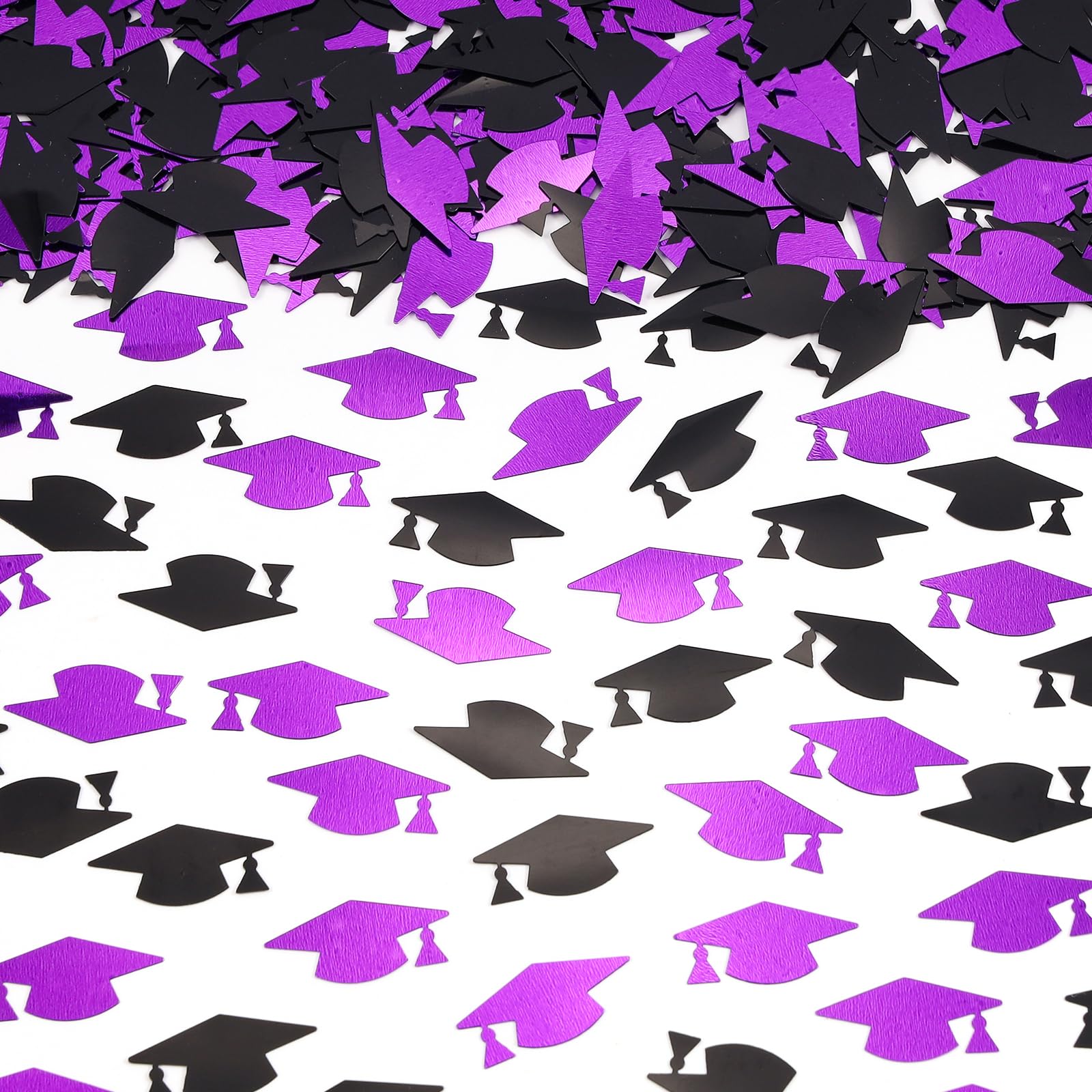 Purple and Black Graduation Cap Confetti 2026, Class of 2026 Table Centerpiece Grad Confetti for 2026 Graduation Party Decorations Supplies