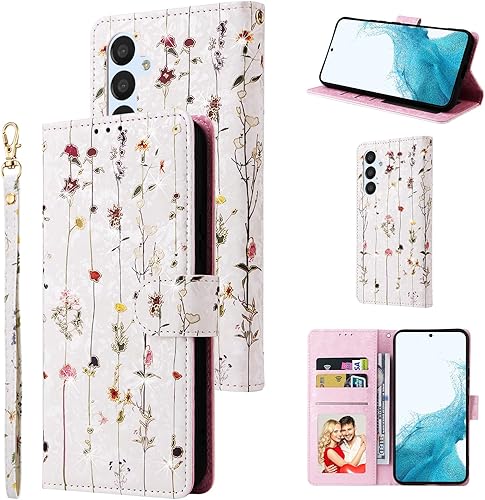 Miniatura 20 de UEEBAI Funda tipo billetera para Samsung Galaxy A16 4G/5G, cubierta de cuero PU con soporte, bloqueo RFID, funda flip con ranuras para tarjetas,