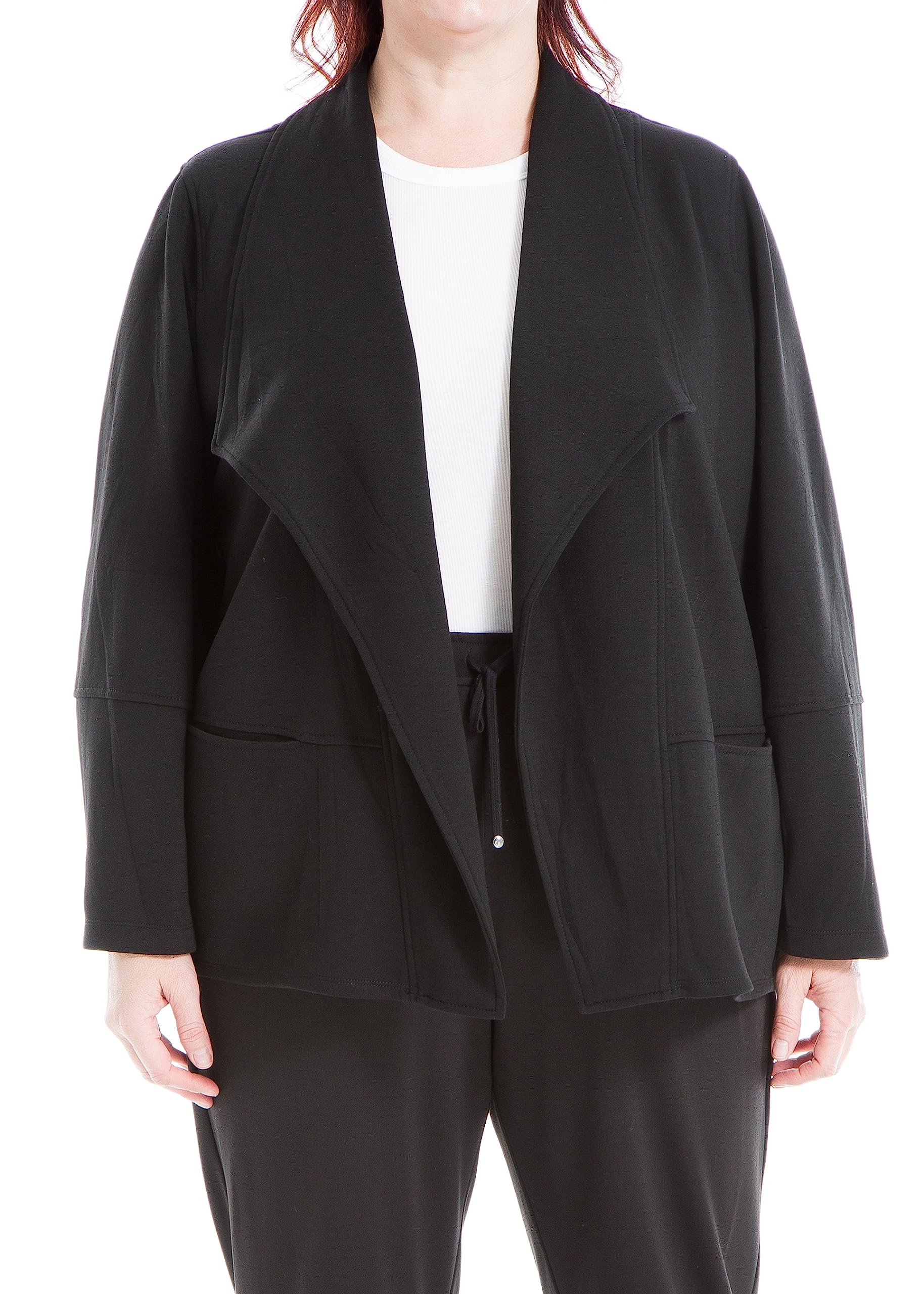 Max Studiowomens Plus Size Scuba Drape Front Jacket Blazer