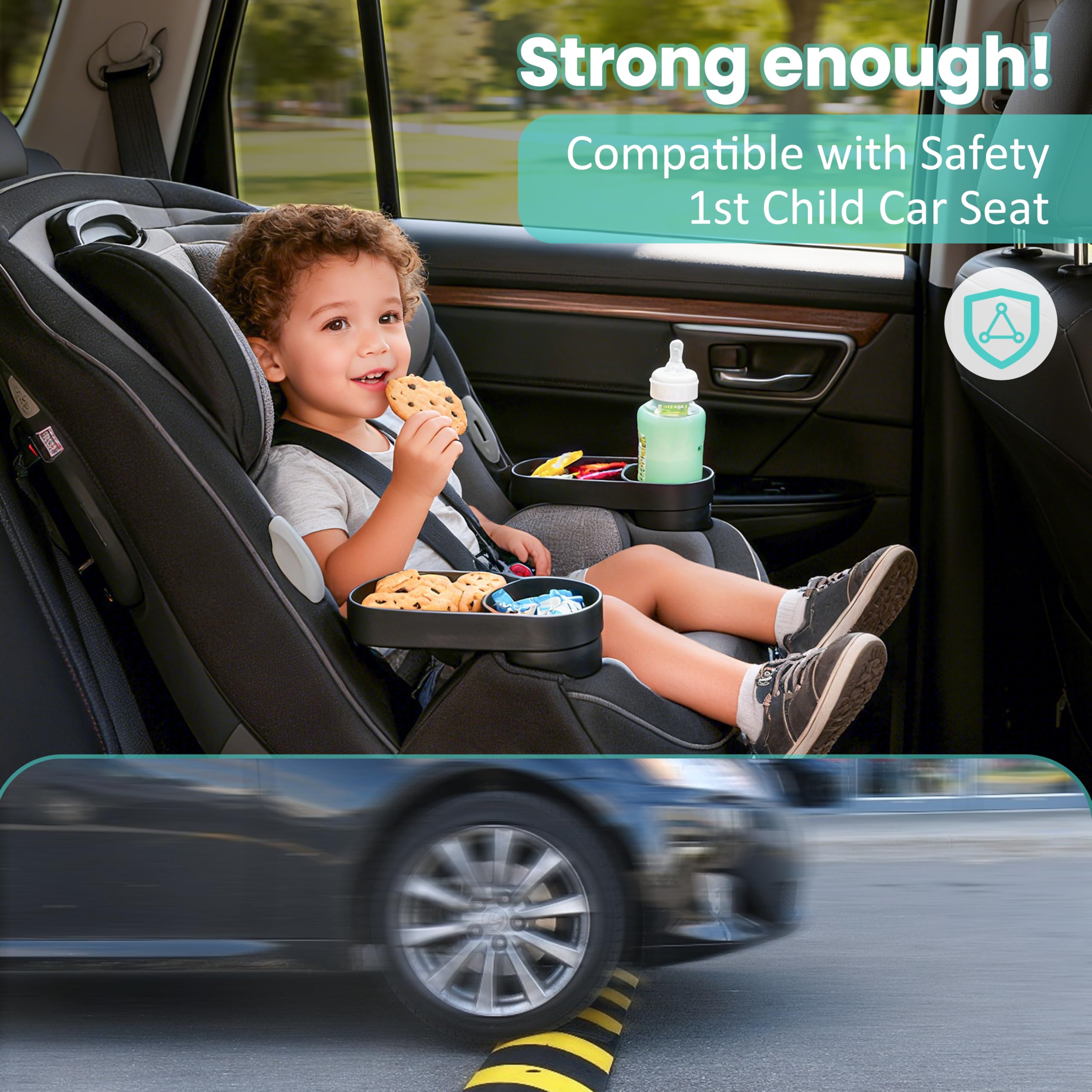 Taca na przekąski do fotelika samochodowego dla dzieci, kompatybilna z Safety 1st EverFit & Grow and Go All-in-One Slim Cabrio fotelik samochodowy, taca na przekąski i akcesoria, nadaje się do