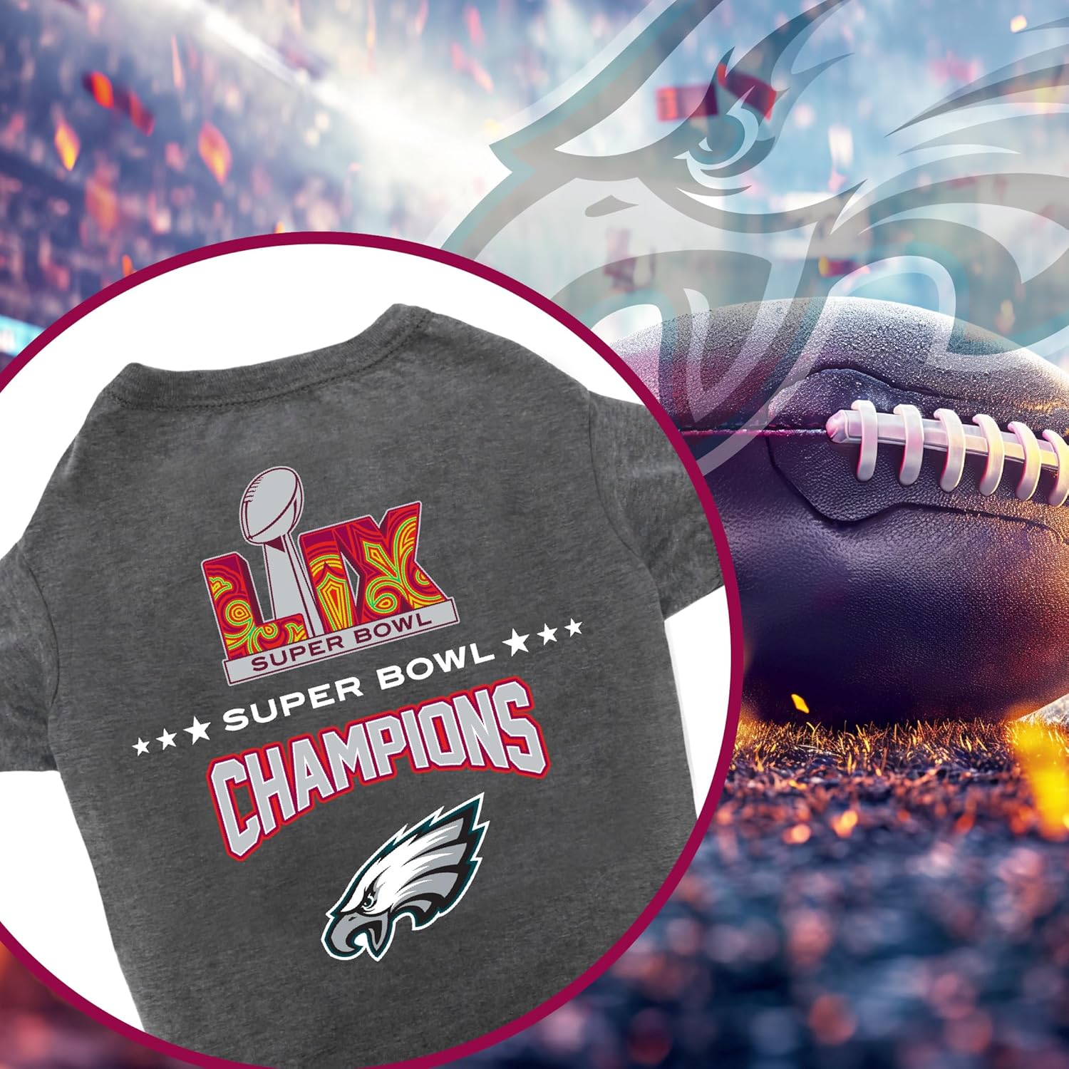 NFL 2025 Super Bowl LIX Championship Pet Tee Shirt, Durable Sporty Pet Tee, Size X-Large. Kansas City Chiefs VS Philadelphia Eagles NFL Champ Dog T-Shirt. Licensed NFL Winning Shirt for Dogs & Cats - Image 4