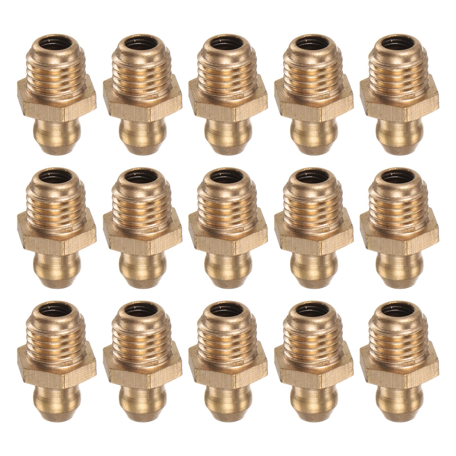 HARFINGTON 15pcs Brass Straight Grease Fitting M8x1mm Metric Thread Hydraulic Grease Nipple Accessories for Car