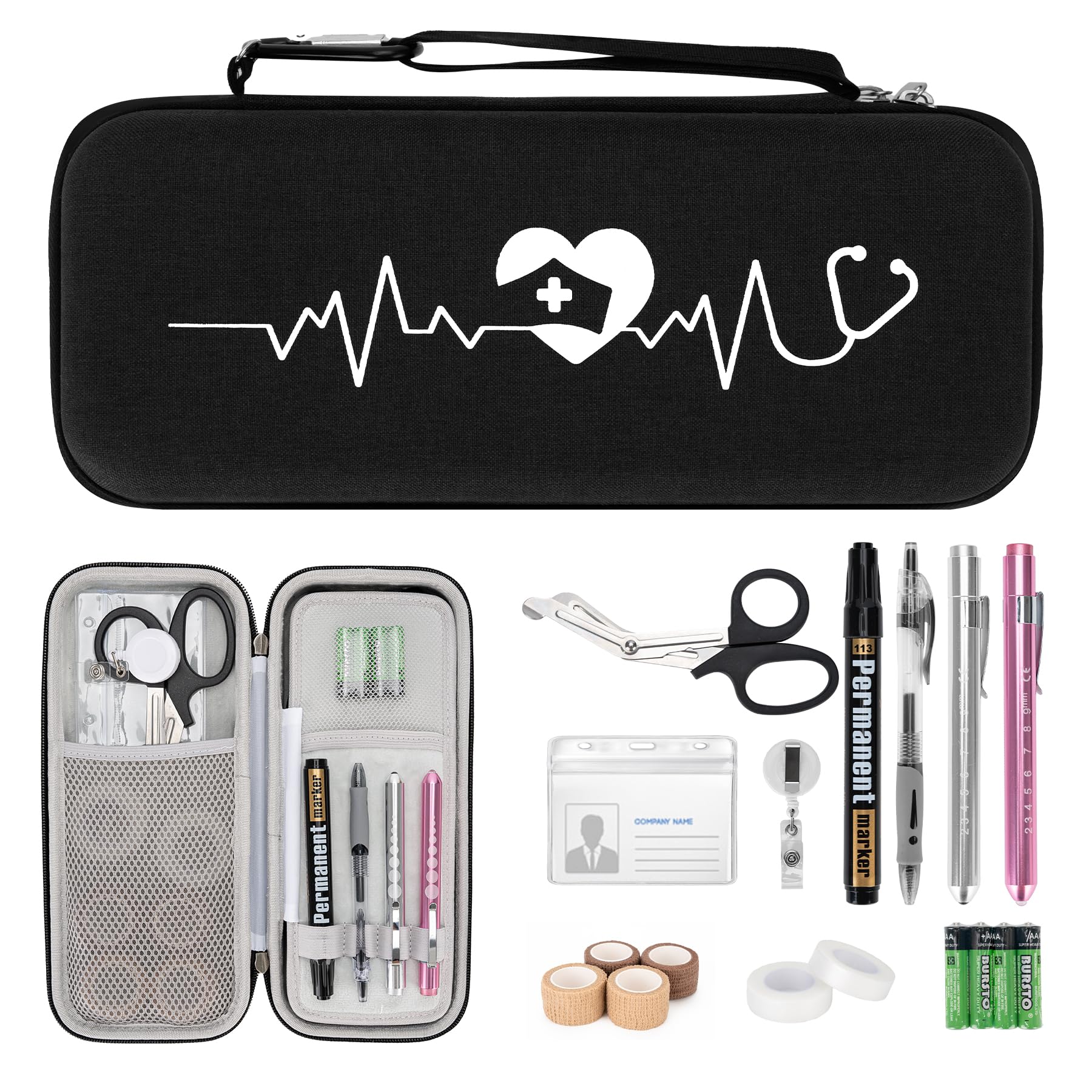 SMYV 17 pcs Stethoscope Case Kit, Nursing School Essentials Include Stethoscope Case, Medical Scissors, Pen Lights, Bandages, Ideal Gifts for Nurse