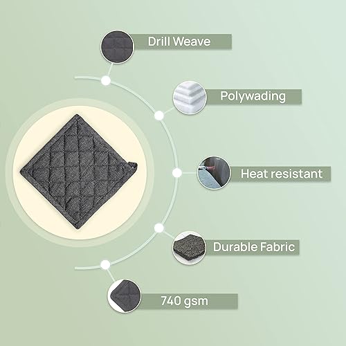 Miniatura 8 de Manoplas de horno de algodón y soporte para ollas resistentes al calor, par de guantes de cocina para proteger las manos, agarraderas de agarre