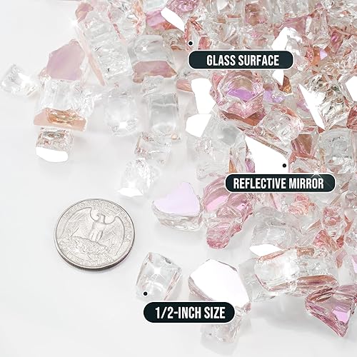 Miniatura 127 de Skyflame 4.53 kg de vidrio resistente al fuego, de 1.27 cm, de brillo intenso para paisajismo de chimenea, lugar para fogatas, Platino reflectante