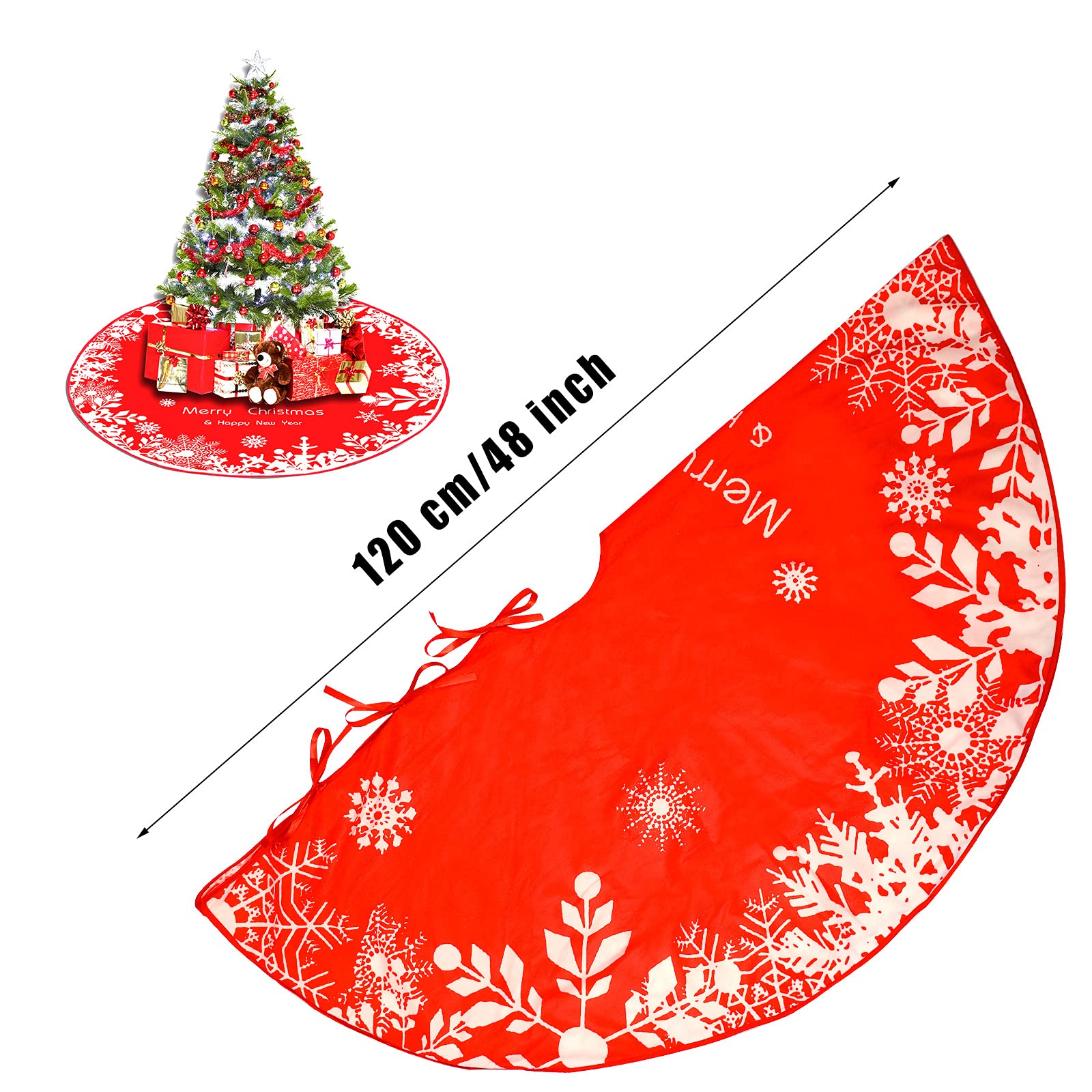 122cm Base dell'Albero di Natale Gonna Base Tappetino Copertura per Albero di Natale, Decorazione Capodanno casa Festa Forniture (Rosso