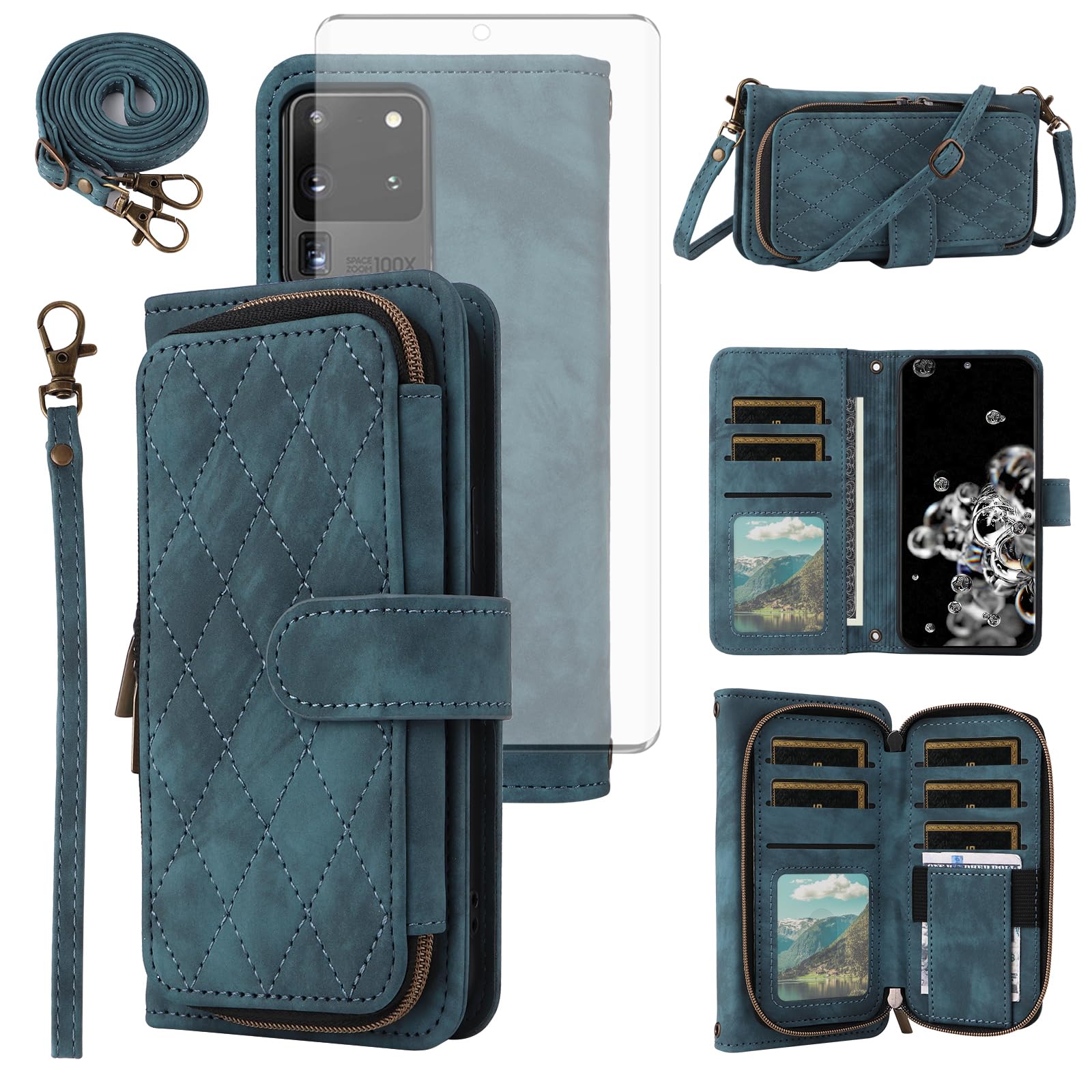 Coque portefeuille Samsung S20 Ultra抗震保护套带钢化膜卡槽 - 8