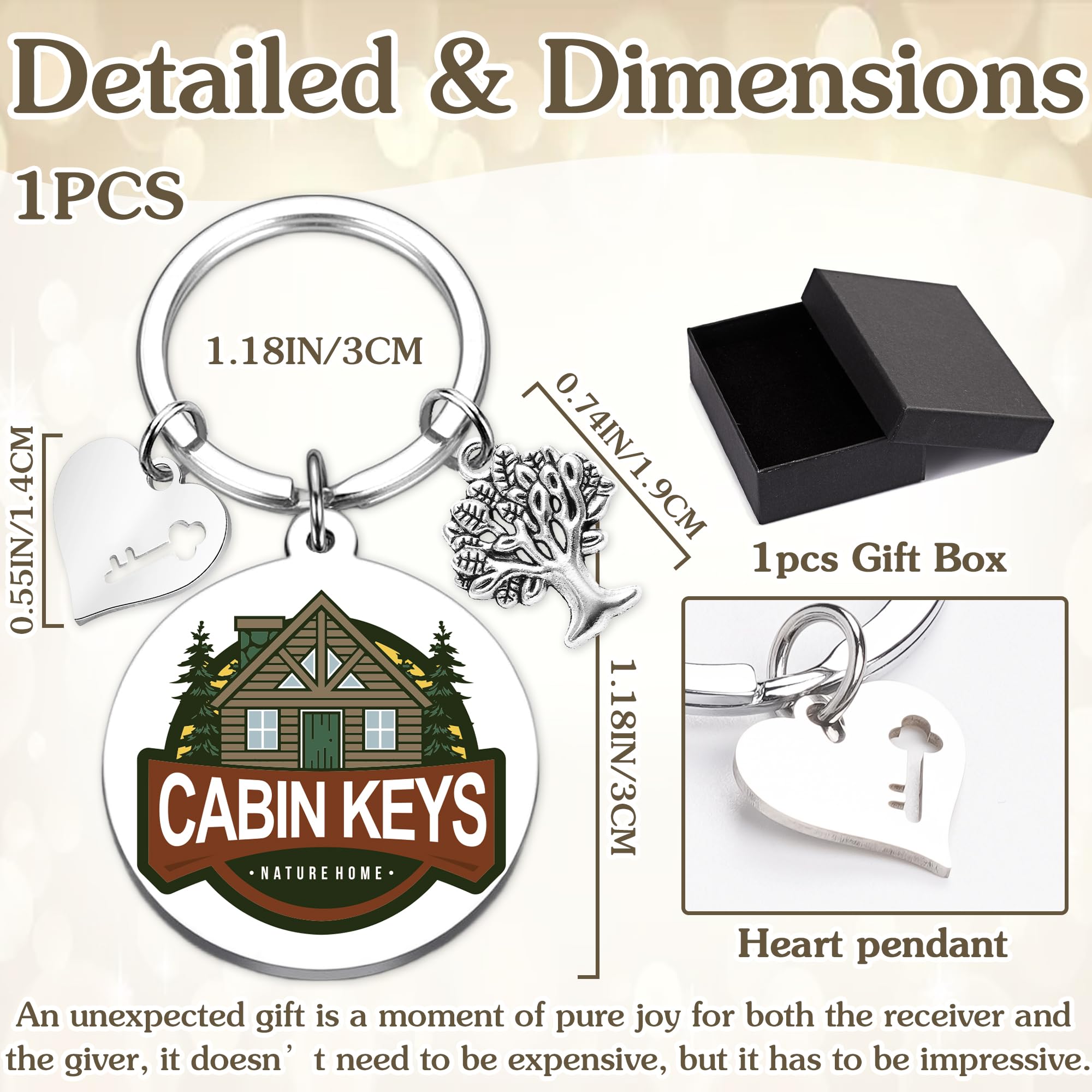 House Warming Gifts Cabin Keychain - Rustic House New Home Gift for Men Women, Homeowners Housewarming Cottage County Keychains Present for Family Son Daughter Friend