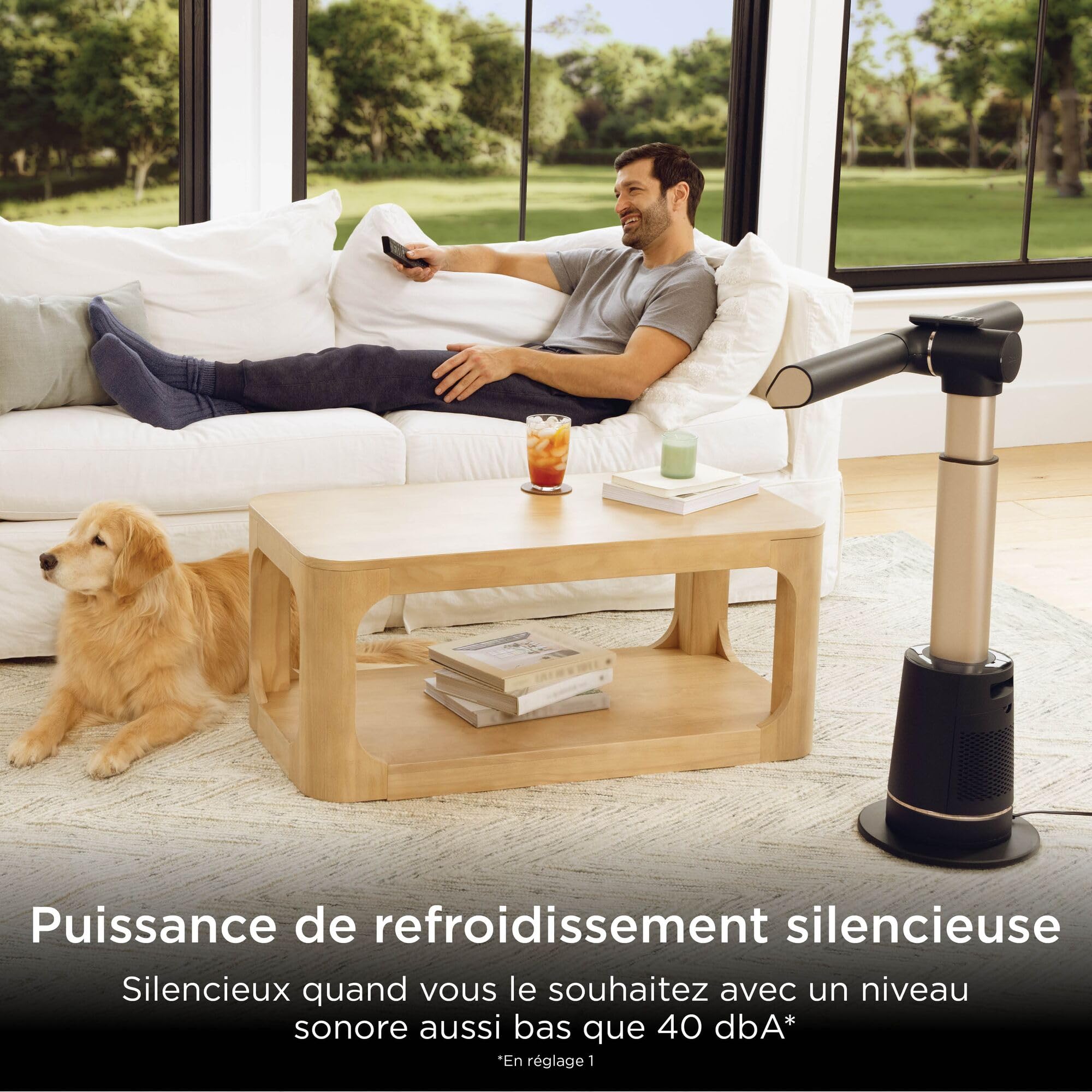 Shark TurboBlade Ventilateur colonne sans pale, rafraîchissement multidirectionnel à haute vitesse jusqu’à 20 mètres, discret, 10 vitesses, 180°, facile à nettoyer, gris anthracite, TF200SEU