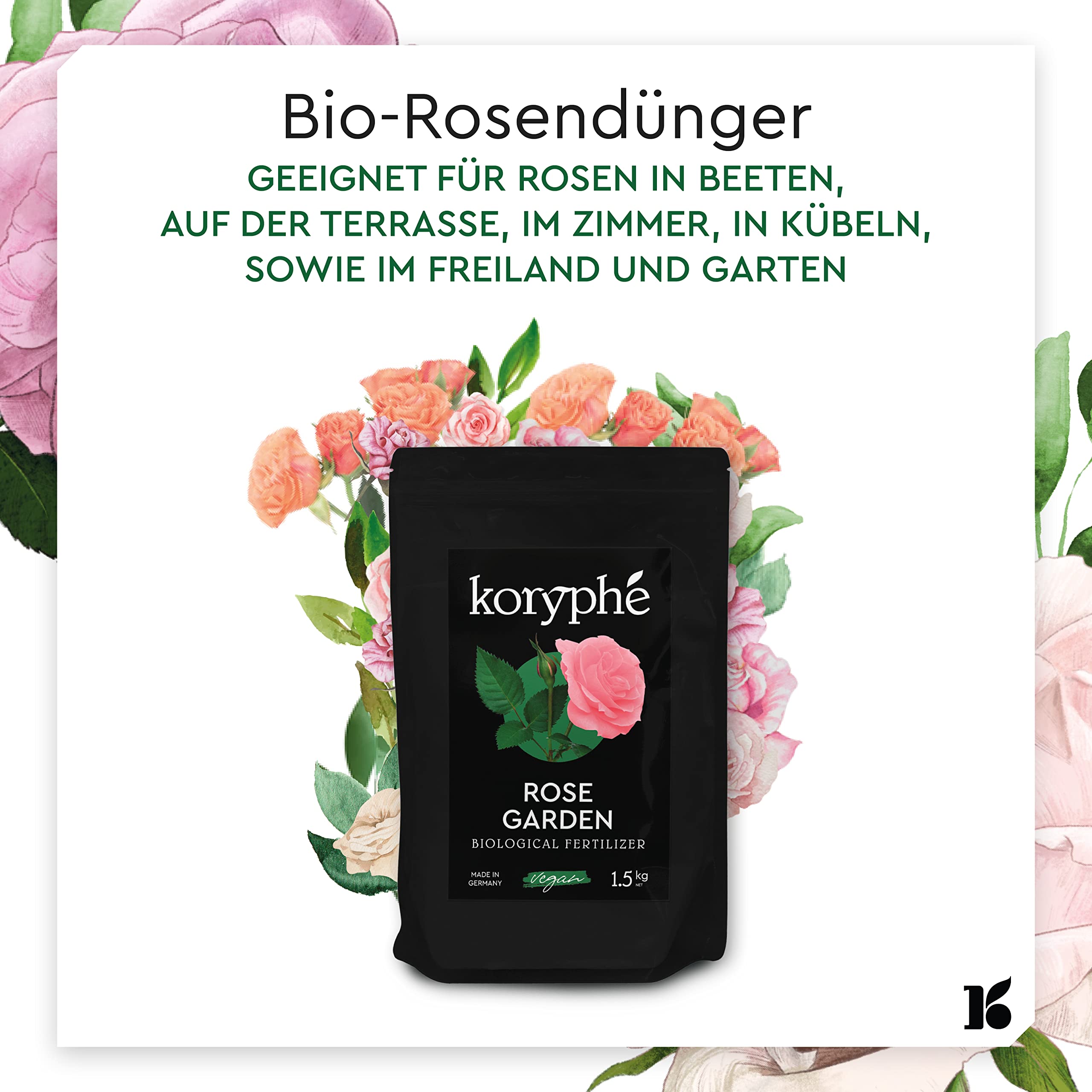 Koryph Bio Rosen-Dnger 1,5 kg - Biologischer & veganer Rosendnger |  umweltfreundlicher Pflanzendnger I Dnger Zimmerpflanzen & Garten aus  natrlichen Inhaltsstoffen | Bio-Dnger : Amazon.de: Garten