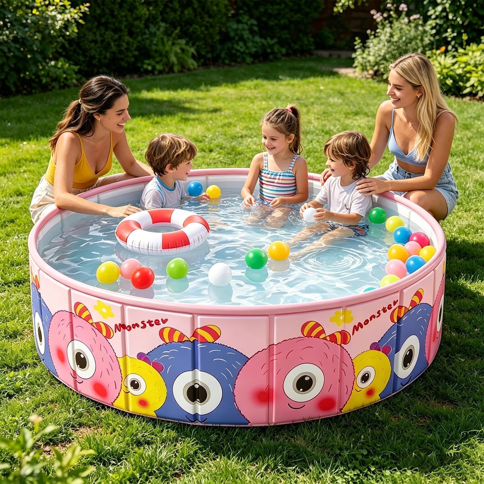 Zusammenklappbarer Pool - rutschfeste Nicht Aufblasbare Badewanne | Planschbecken für Garten, Terrasse, Hof | für Outdoor Garten Terrasse Sommer Mädchen