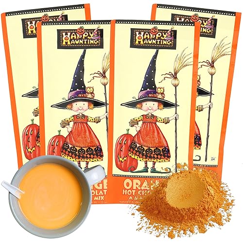 Witches Brew - Paquetes de chocolate caliente de naranja, empaquetados individualmente, mezcla de cacao en polvo de Halloween, 1.25 onzas, (paquete