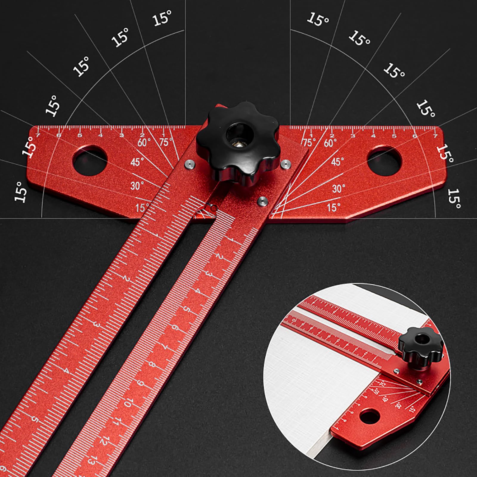 XEGZLH T Square Ruler Woodworking Scriber Marking Line Ruler T Type Woodworking Ruler 16inch Layout Measuring Tools
