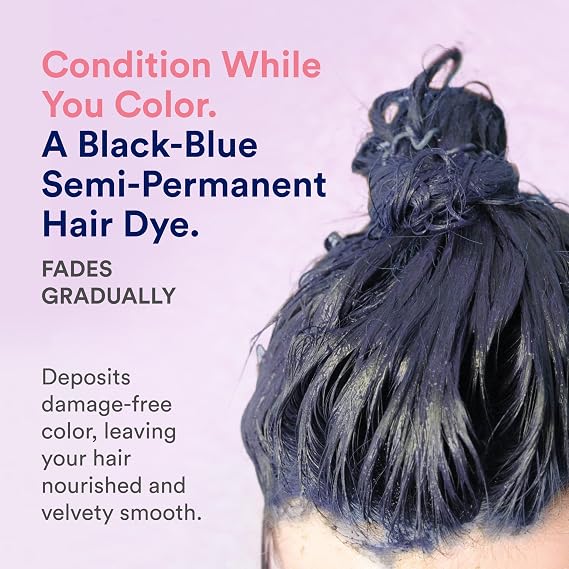 INH Semi Permanent Hair Color - Blue Black Lava & Flamingo Topaz | Color Depositing Conditioner, Temporary Hair Dye, Safe | 6 oz each