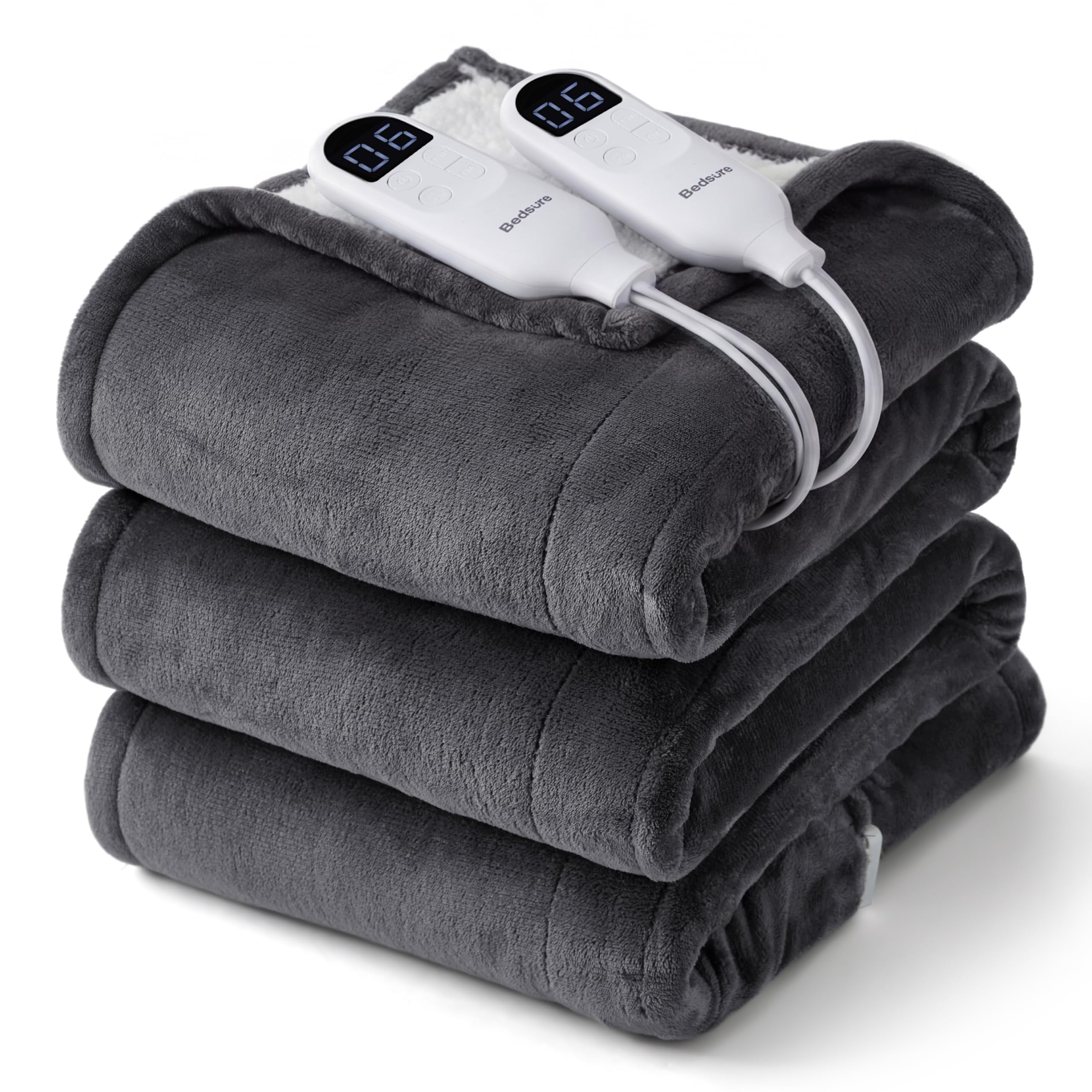 Bedsure Heated Blanket King Size, Dual Control Electric Blanket, Dark Grey