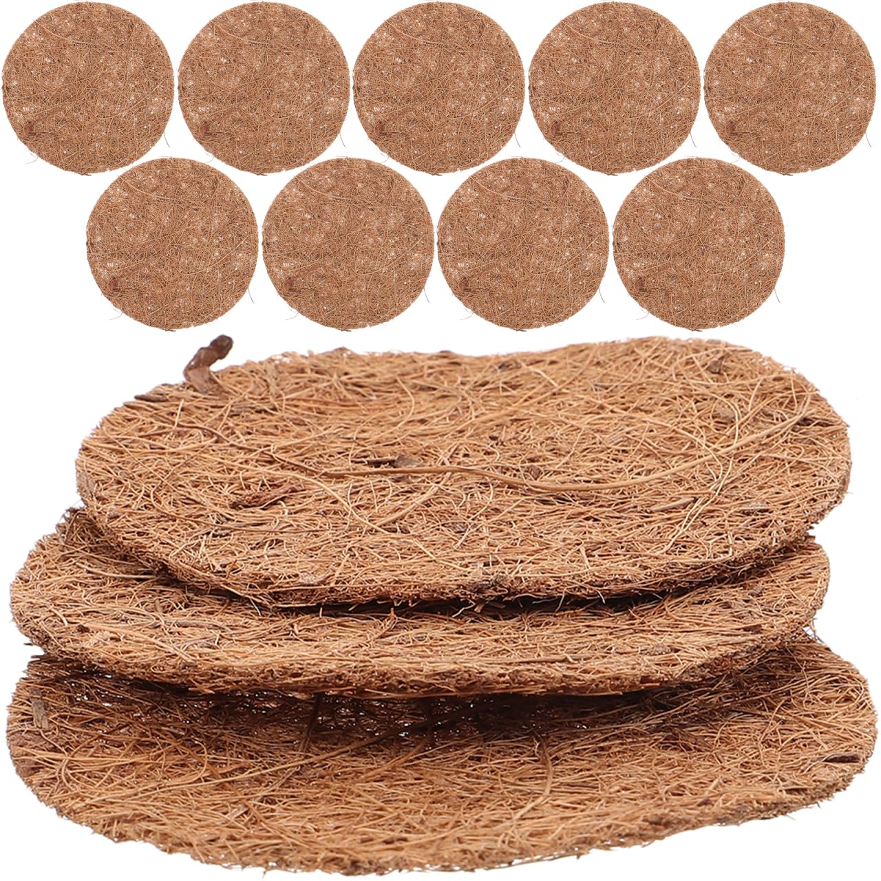 TOPBATHY 12Pcs Coconut Coir Plant Liners 4 Inch Breathable Flower Pot Gaskets for Hanging Basket Liners and Bird Nesting Ideal for Garden and Home Decoration