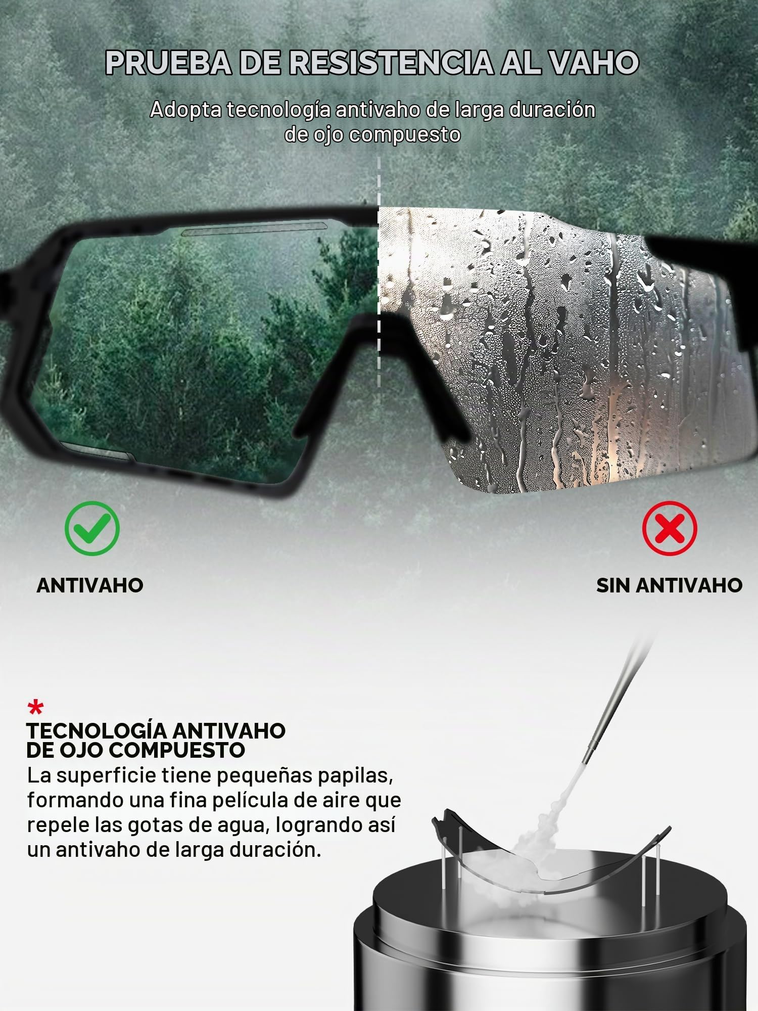 KAPVOE Antivaho Gafas de Ciclismo Fotocromaticas Gafas de Sol Deportivas Transparente Mujeres Hombres MTB Bicicleta K164