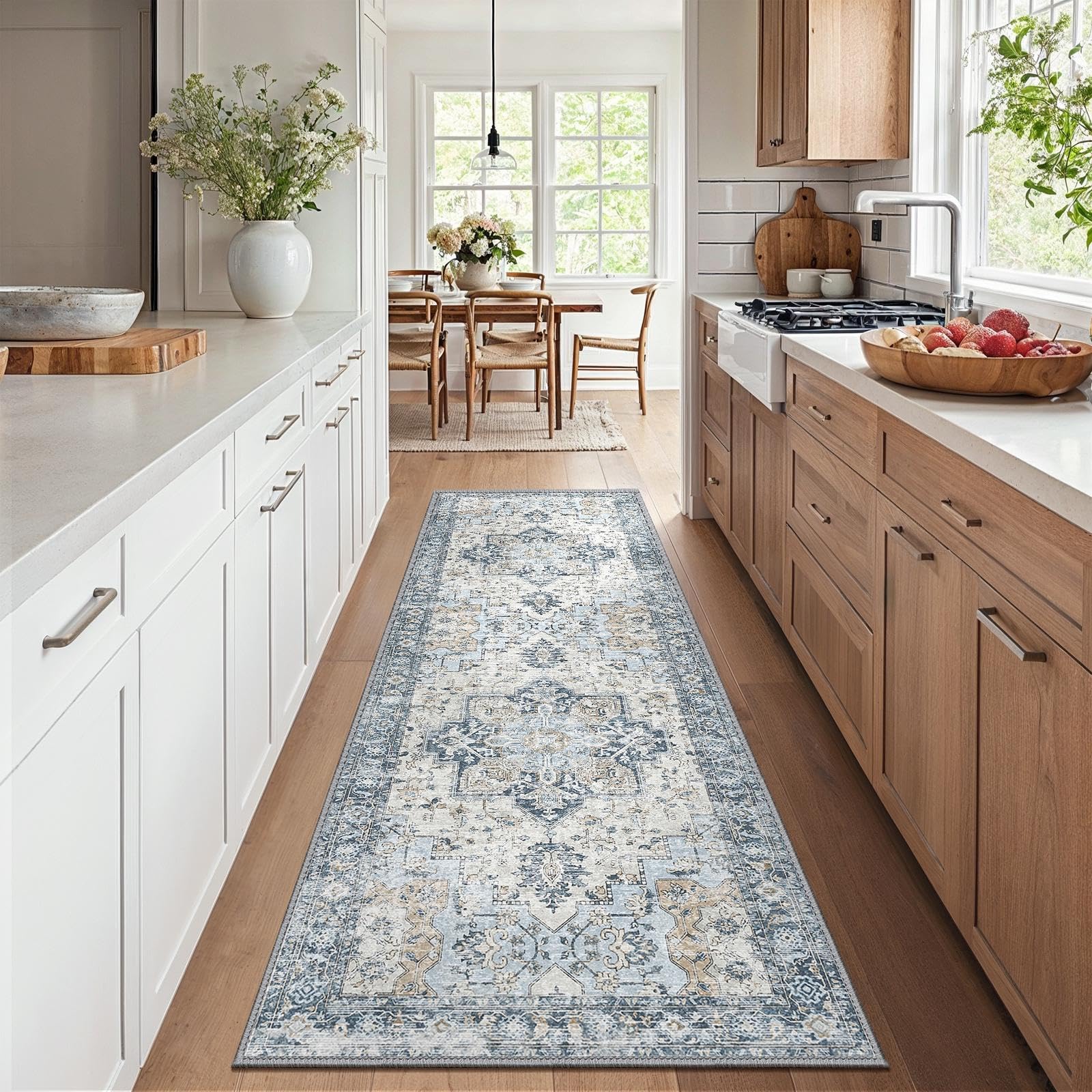 GENIMO Vintage Teppich, Teppiche Wohnzimmer, Waschbare Teppiche, Boho Teppich, Klein Carpet rutschfest