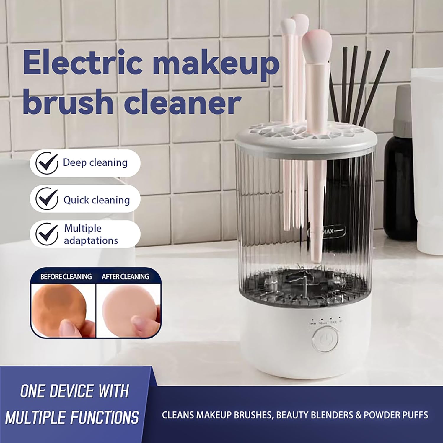 Electric Makeup Brush Cleaner, Mottinhill Automatic Makeup Brush Cleaning Machine, Cosmetic Tool Cleaner for Makeup Brushes and Sponges - Image 2