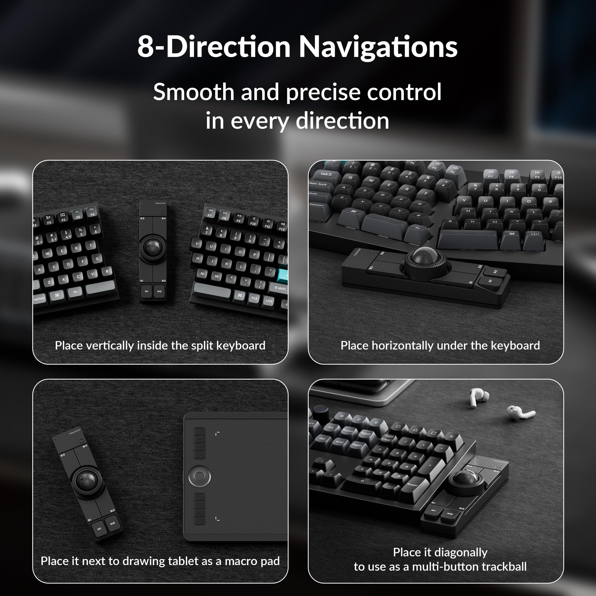 Keychron Nape Pro Wireless Trackball Mouse, Keyboard-Centric