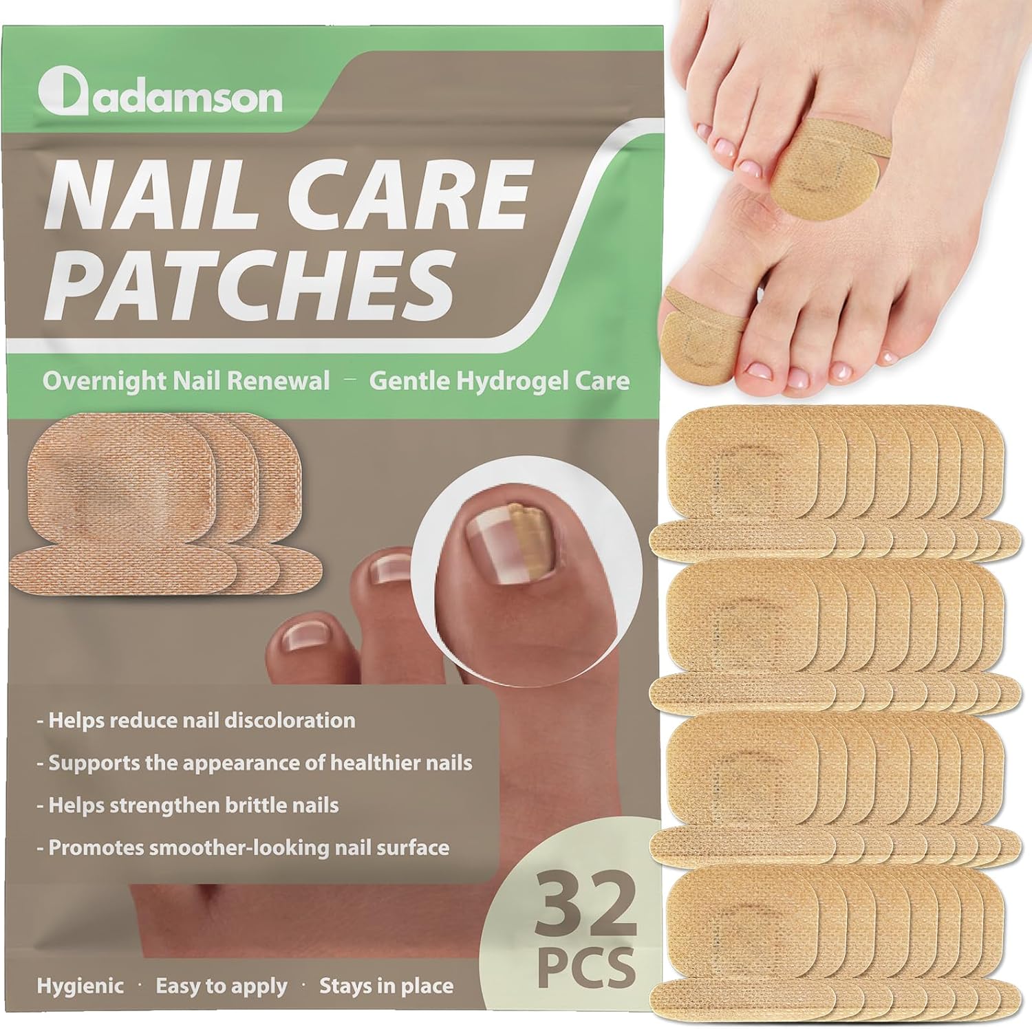 Fungal Nail Patches Plaster na grzybicę paznokci stóp | Noce z technologią hydrożelową, pomagają poprawić wygląd widocznych dyskromności, 32