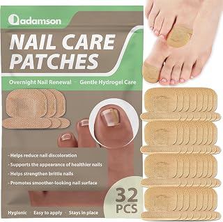 Adamson Renewal Nail Patches for Toenails – Overnight Nail Care Patches with Hydrogel Technology, Helps Improve Nail Appearance, Reduce Discoloration & Strengthen Brittle Nails, 32 Count