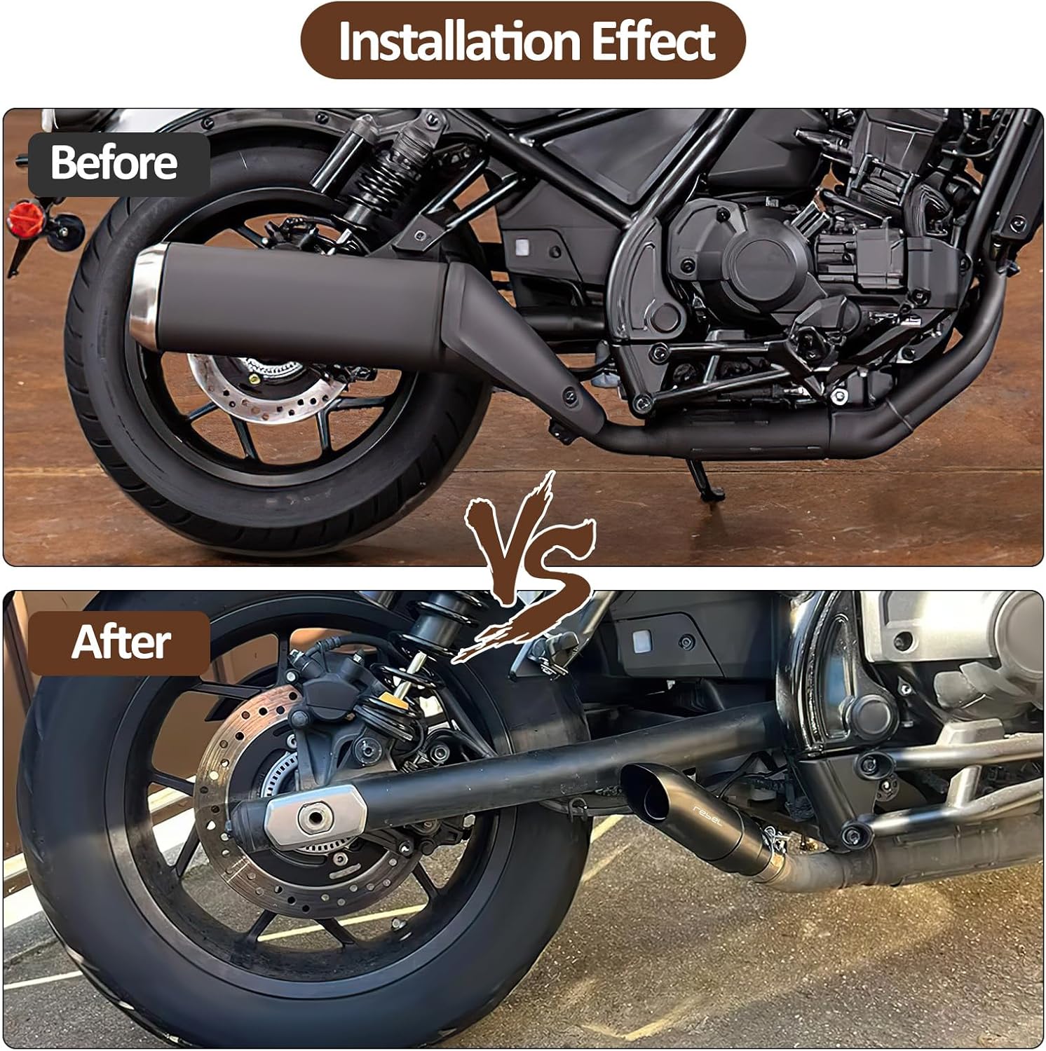 Motorcycle Exhaust Tip Muffler Pipe Compatible with Honda CMX300 CMX500 CMX1100 Rebel 300 500 1100 2017-2023 2024 2025
