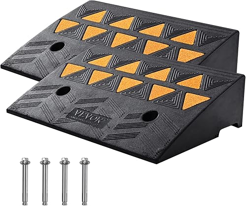 VEVOR Rampa de bordillo de goma, altura de elevación de 5 pulgadas, paquete de 2 rampas resistentes de umbral de capacidad de 33069 libras15 T,