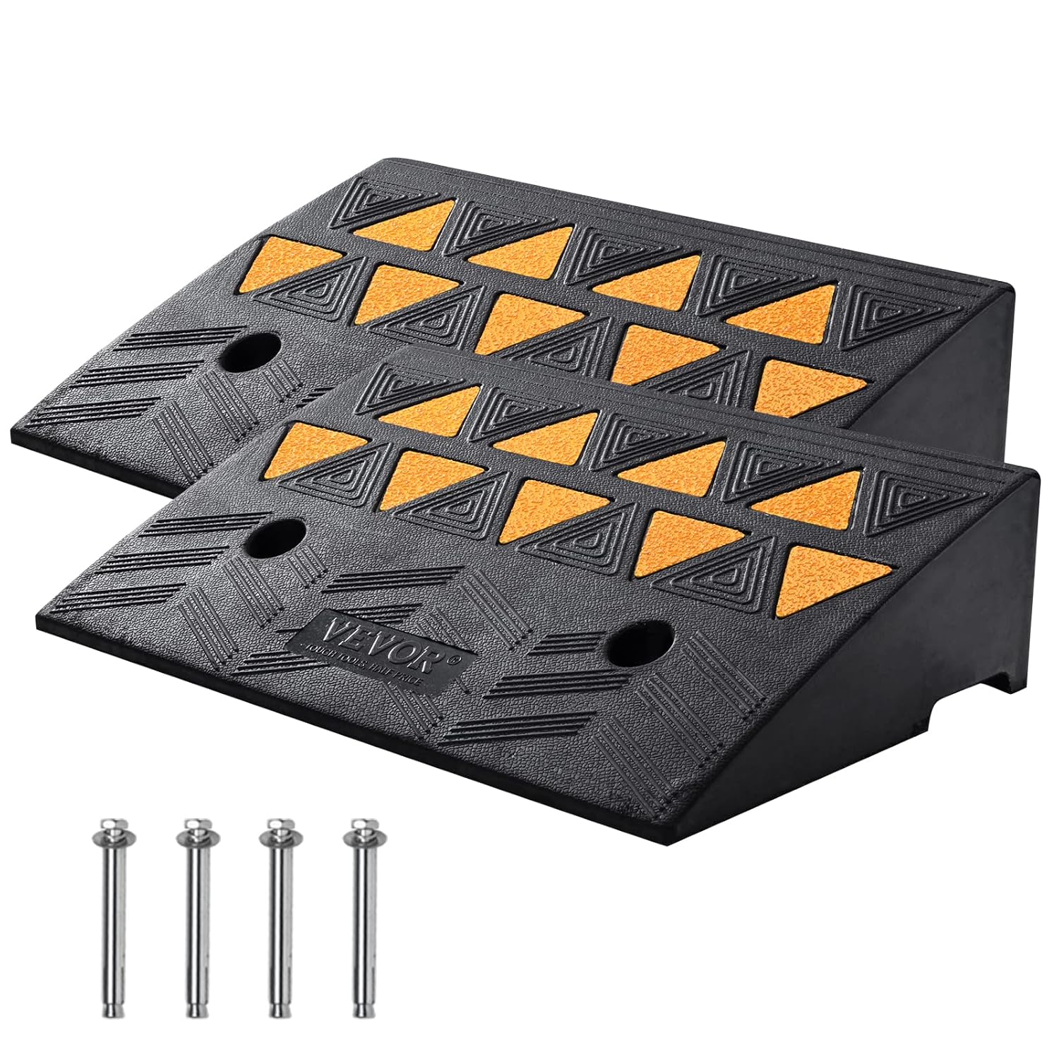VEVOR Rubber Curb Ramp, 5" Rise Height 2 Pack, Heavy-Duty 33069 lbs/15 T Capacity Threshold Ramps, 19" L x 13" W Driveway Ramps with Stable Grid Structure for Cars, Wheelchairs, Bikes, Motorcycles