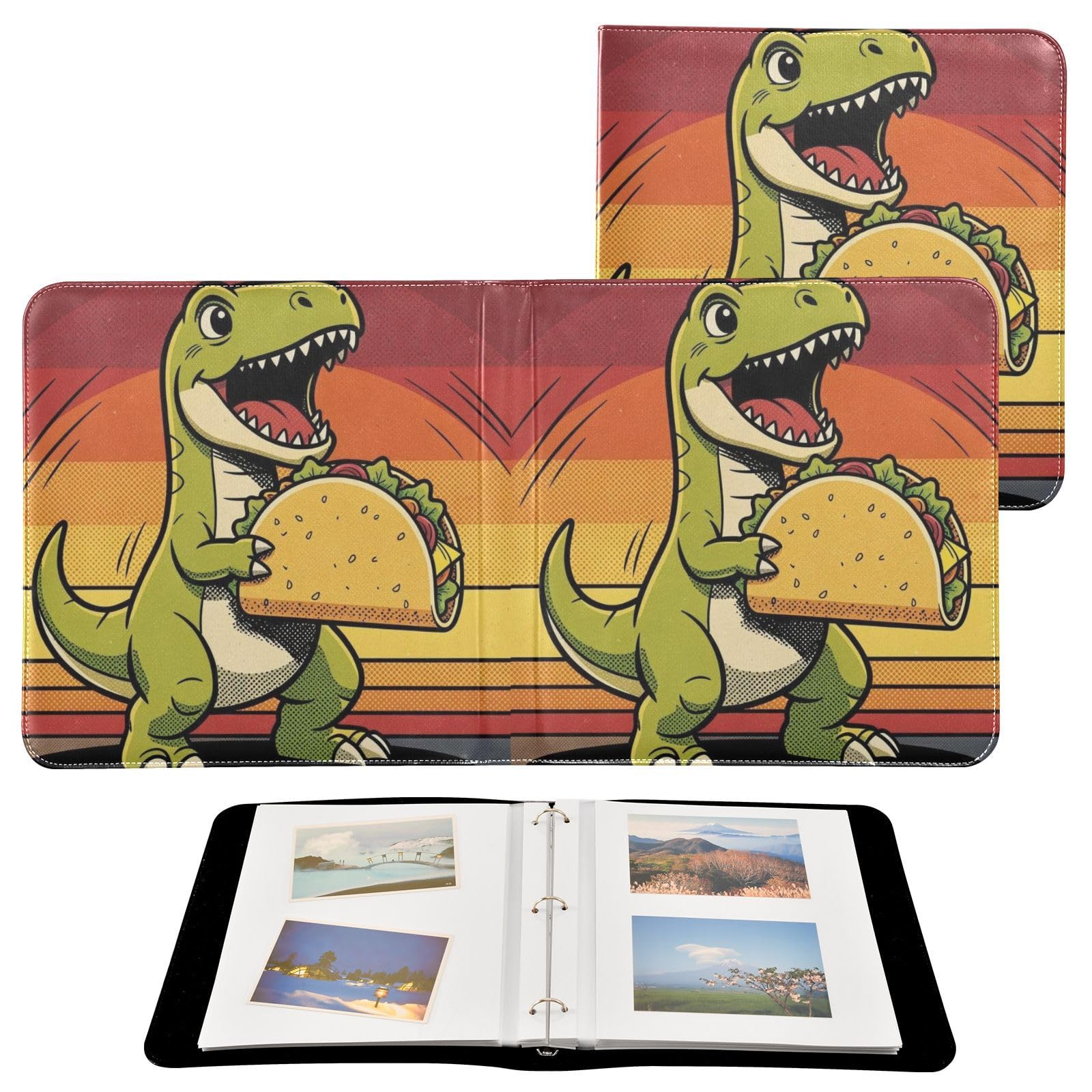 Dinozaur jedzący taco okładka ze skóry PU album fotograficzny