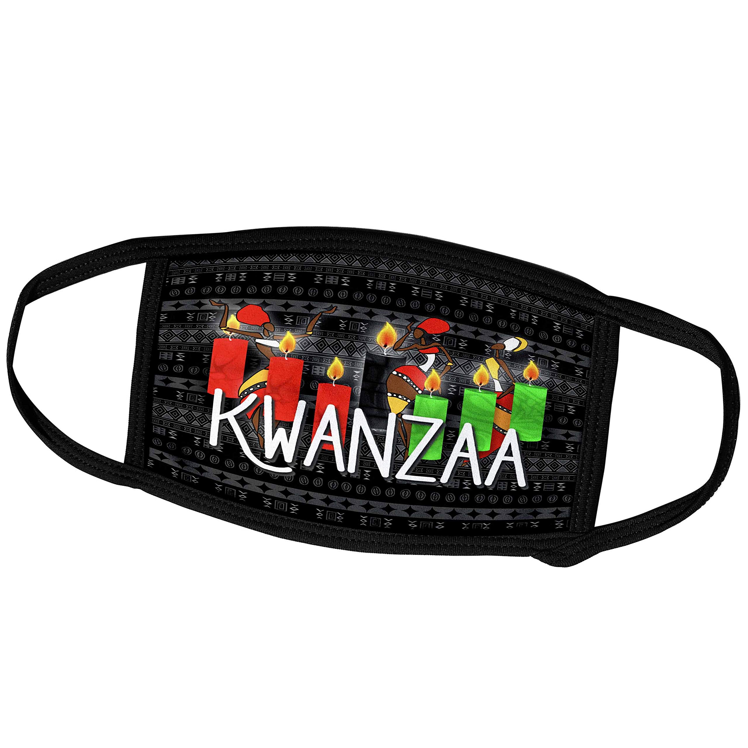 Face Mask Large, Kwanzaa African American Dancers and Kinara Candles-image-2